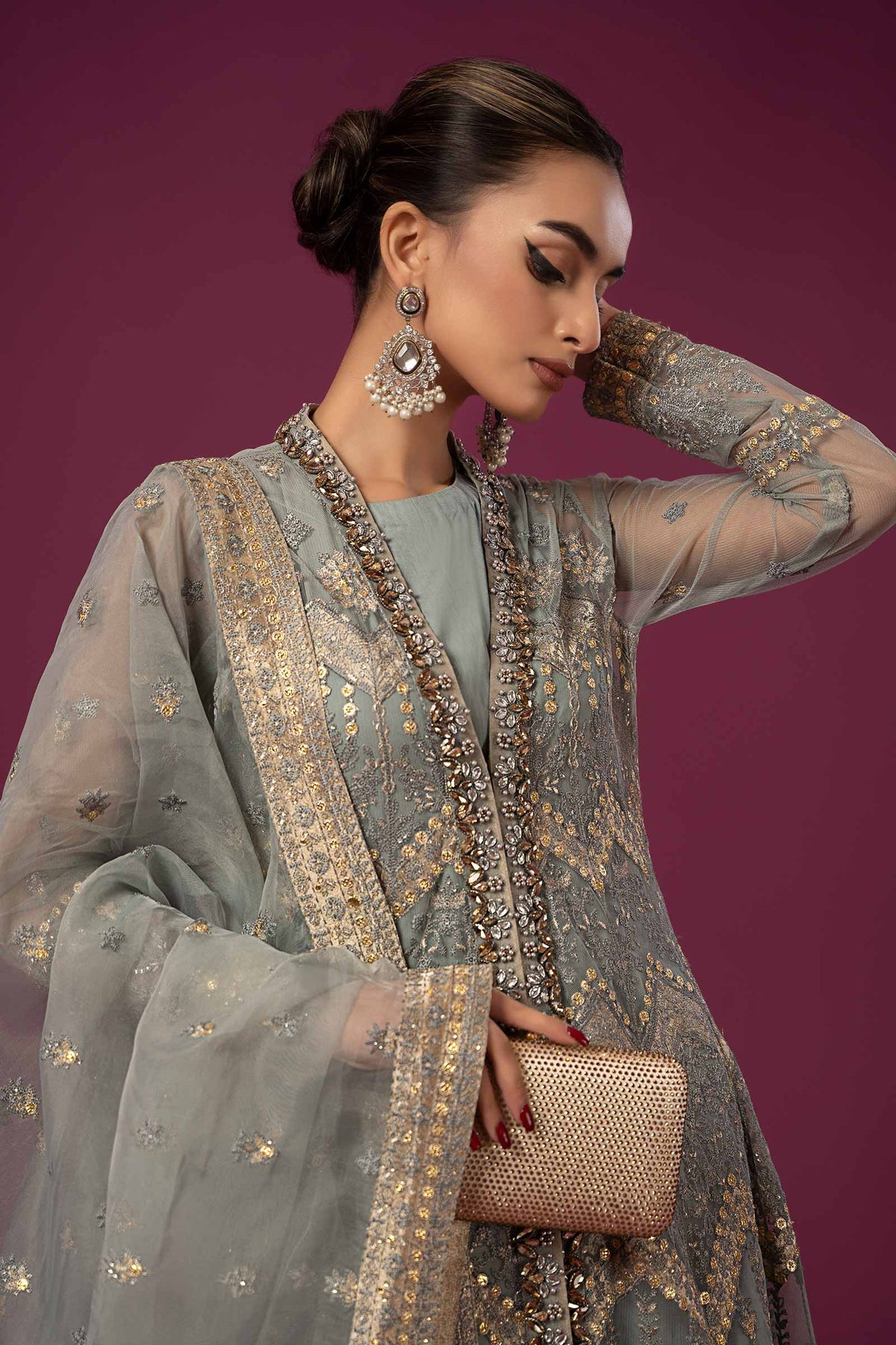3 Piece Embroidered Net Suit