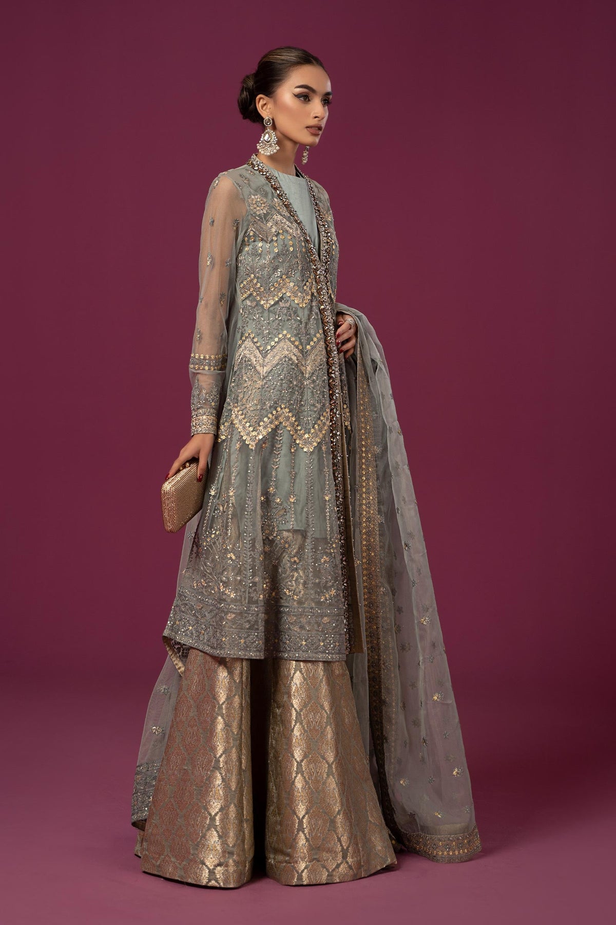 3 Piece Embroidered Net Suit