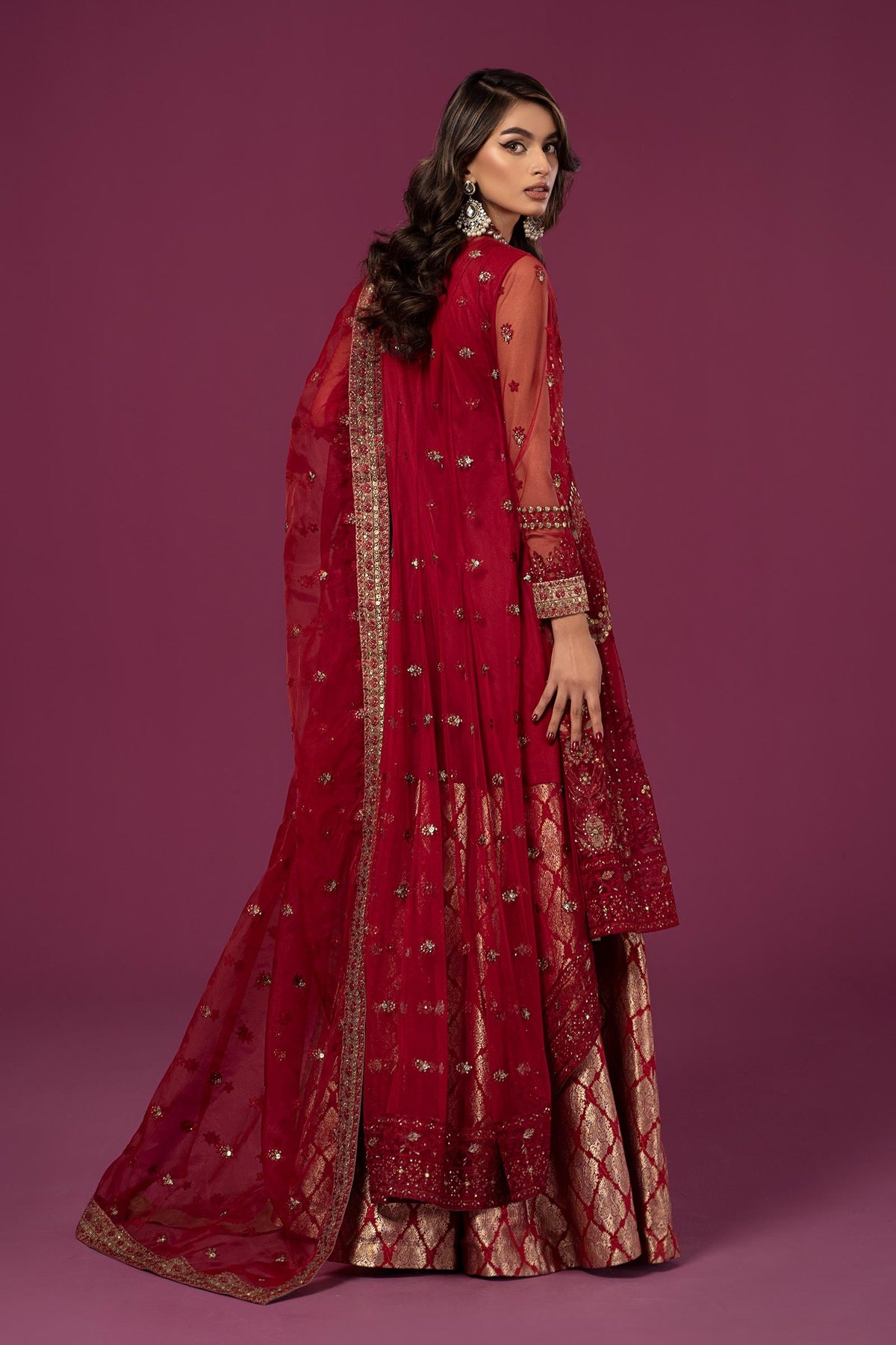 3 Piece Embroidered Net Suit
