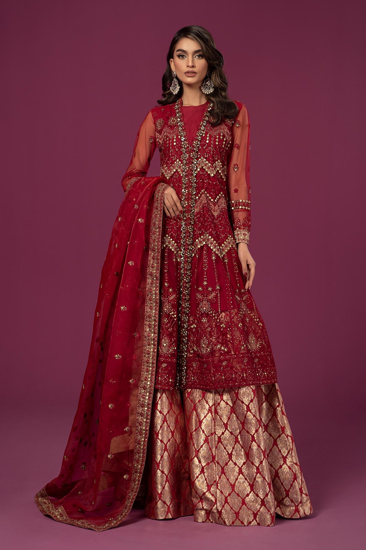 3 Piece Embroidered Net Suit