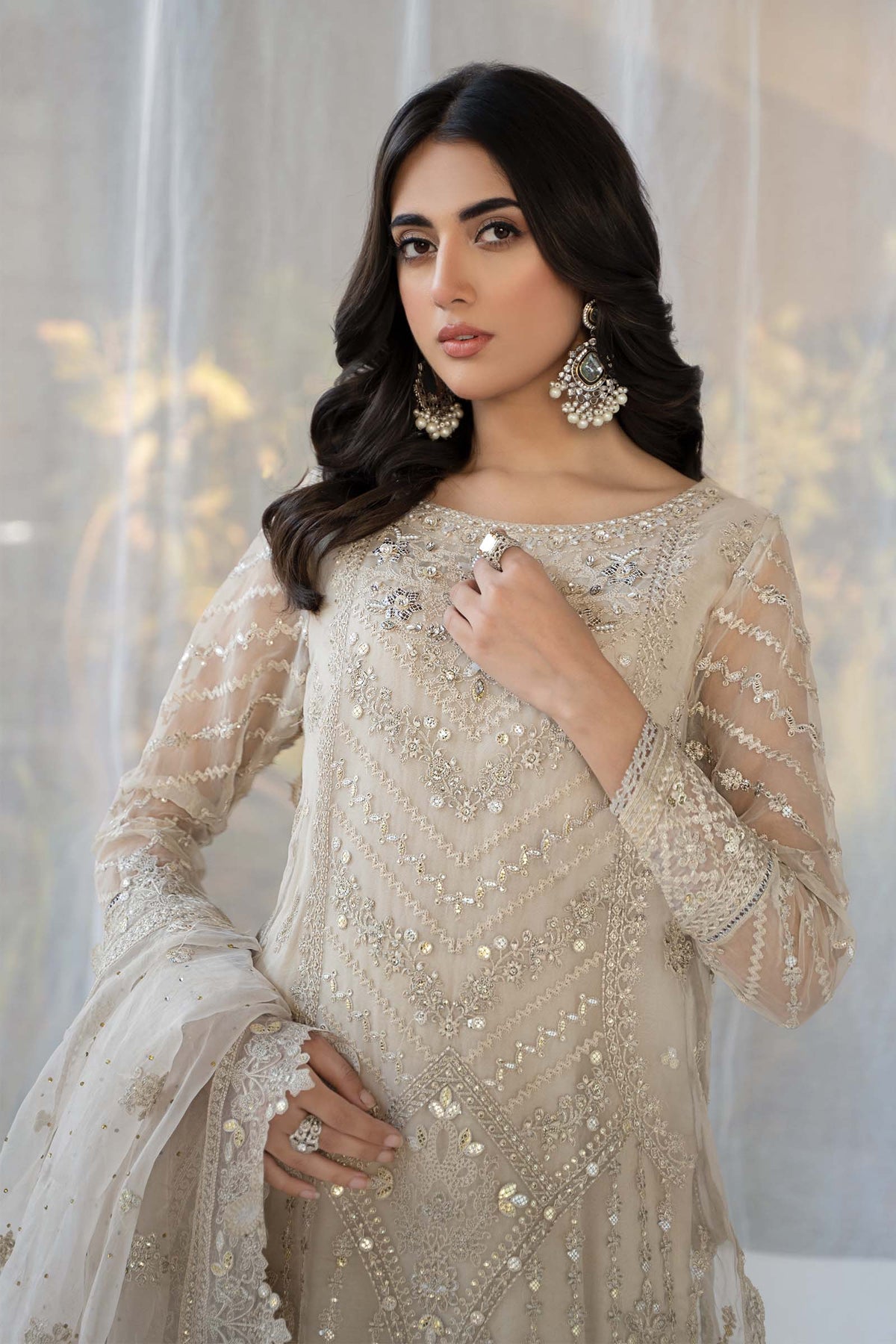3 Piece Embroidered Organza Suit