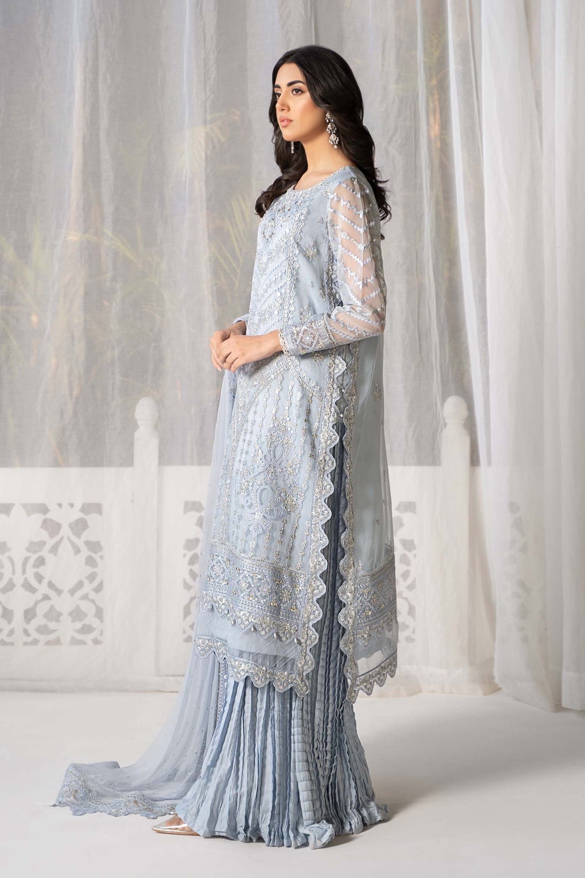3 Piece Embroidered Organza Suit