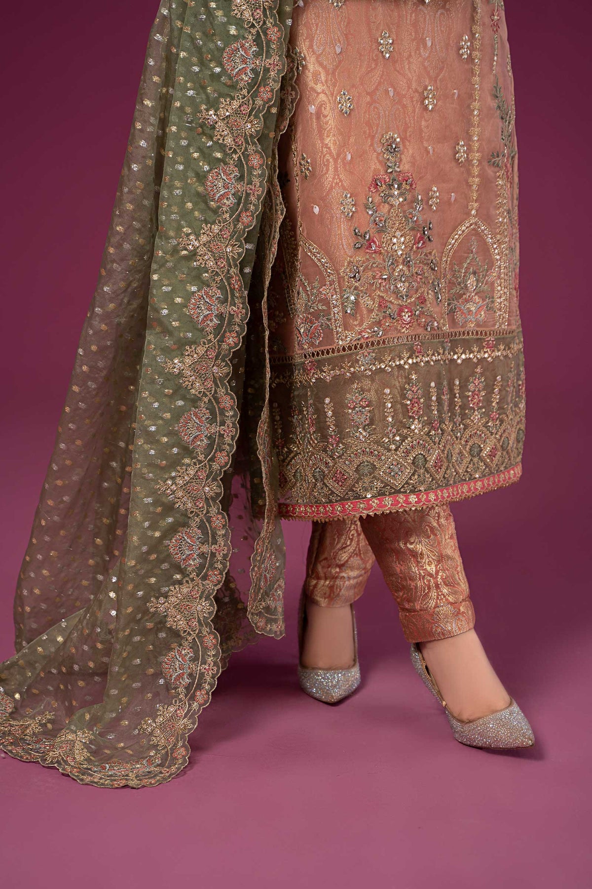 3 Piece Embroidered Organza Suit