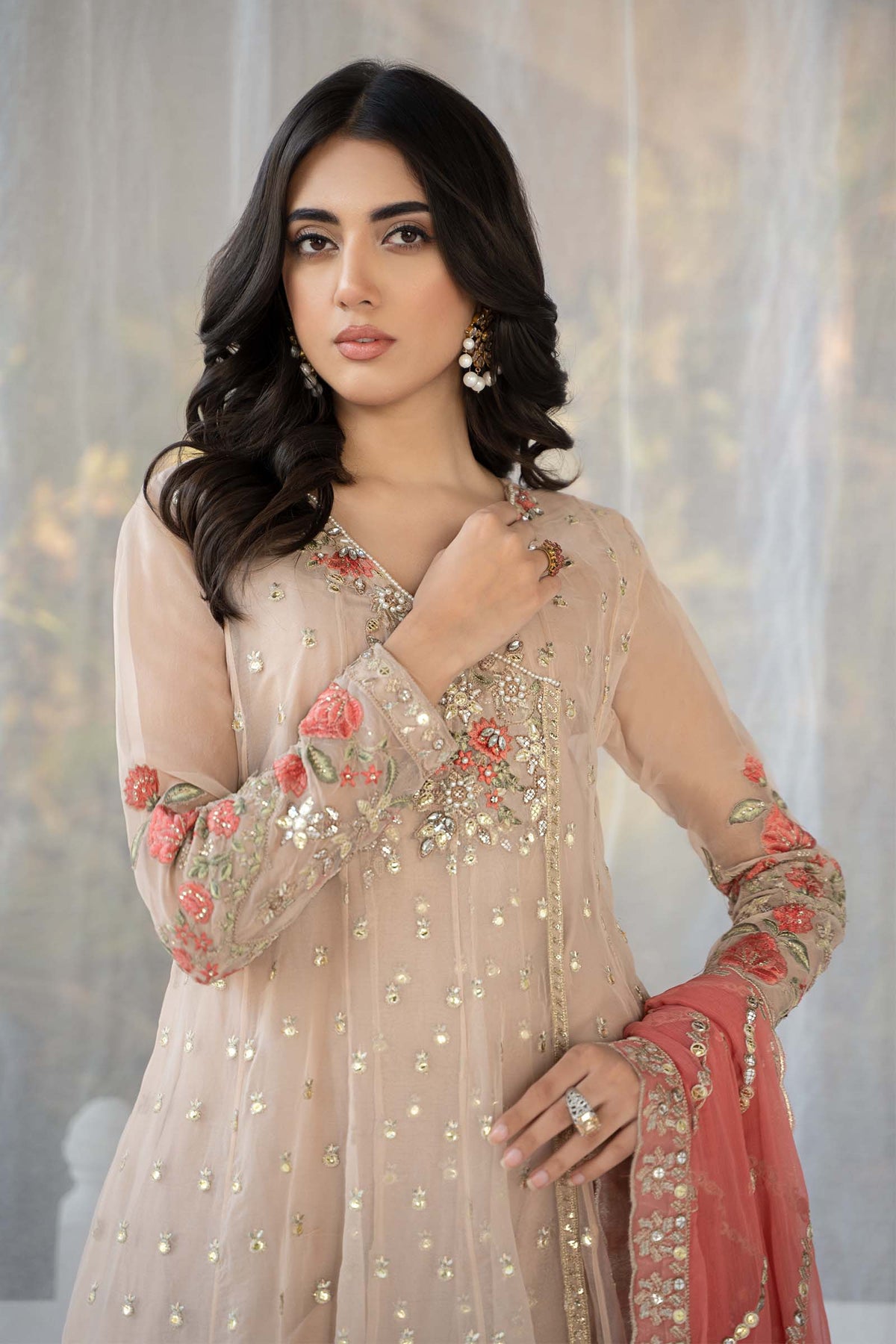 3 Piece Embroidered Organza Suit