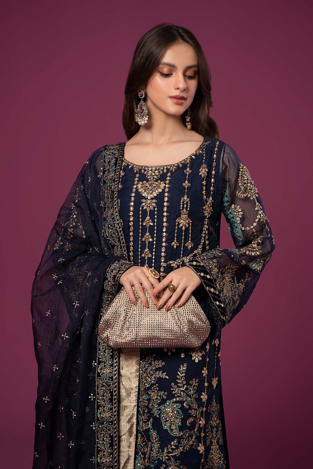3 Piece Embroidered Organza Suit
