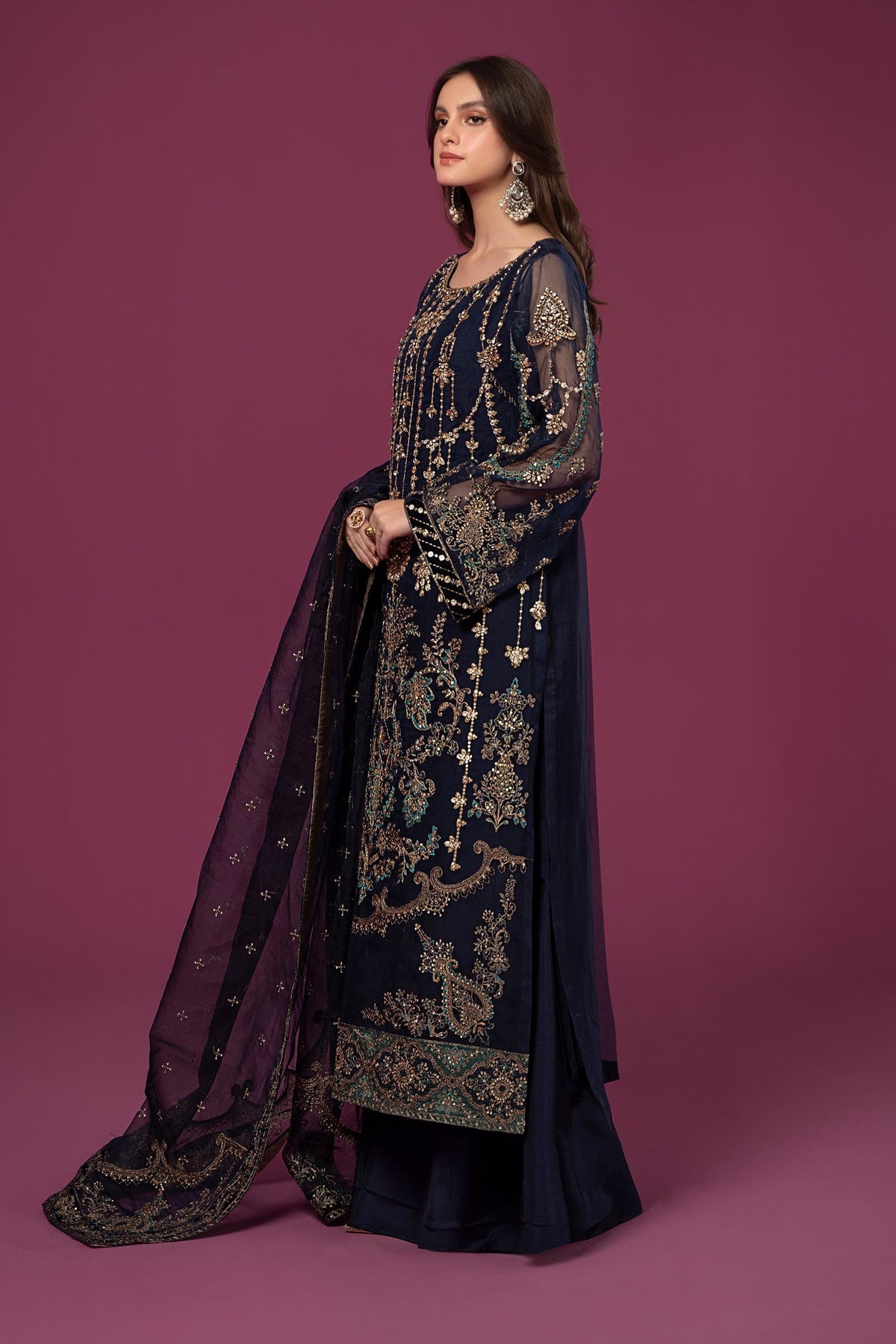 3 Piece Embroidered Organza Suit