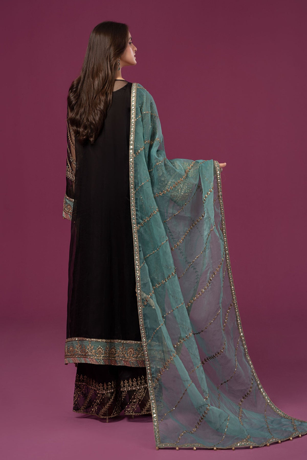 3 Piece Embroidered Organza Suit