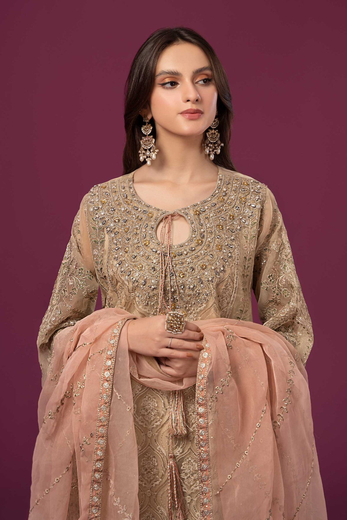 3 Piece Embroidered Organza Suit