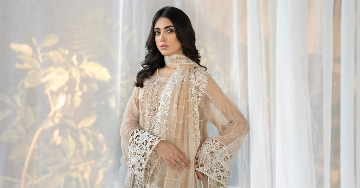 3 Piece Embroidered Chiffon Suit