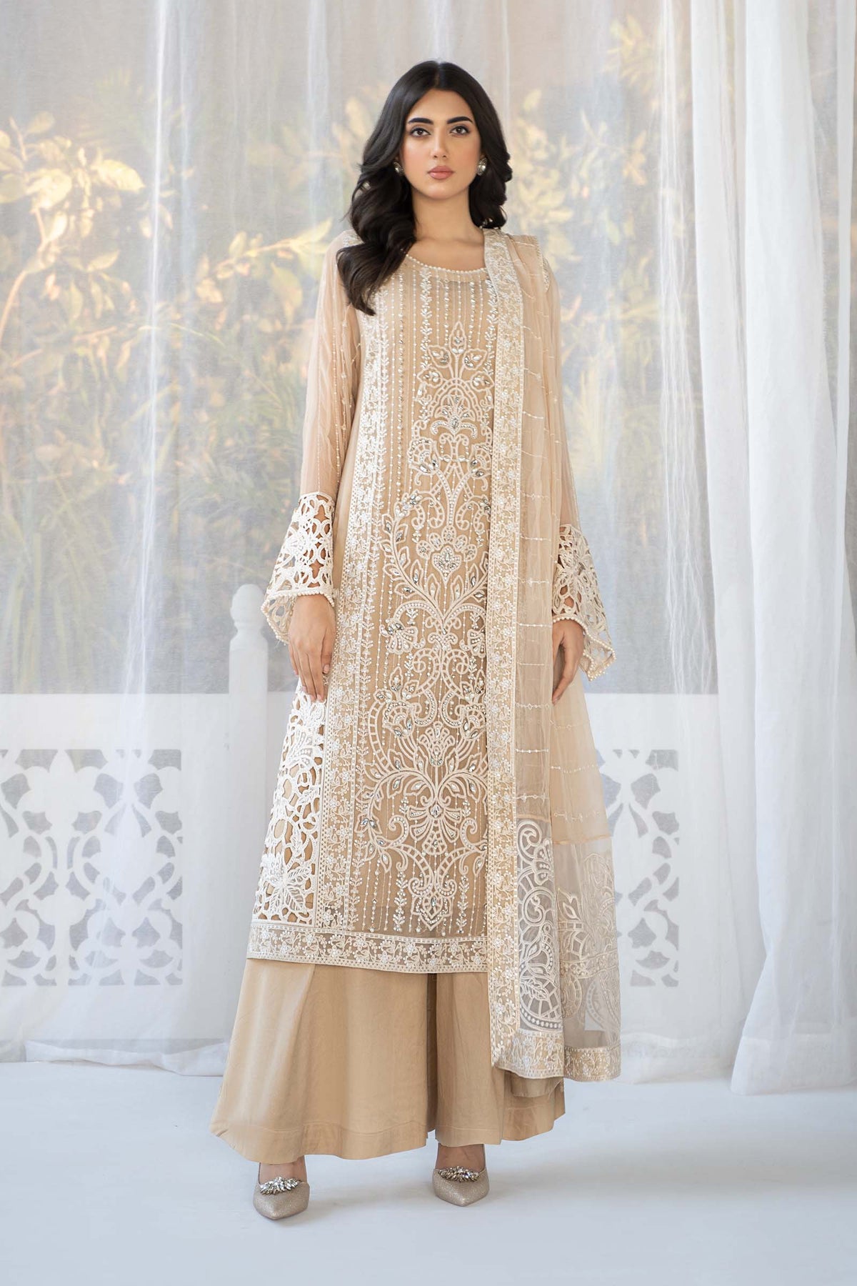 3 Piece Embroidered Chiffon Suit