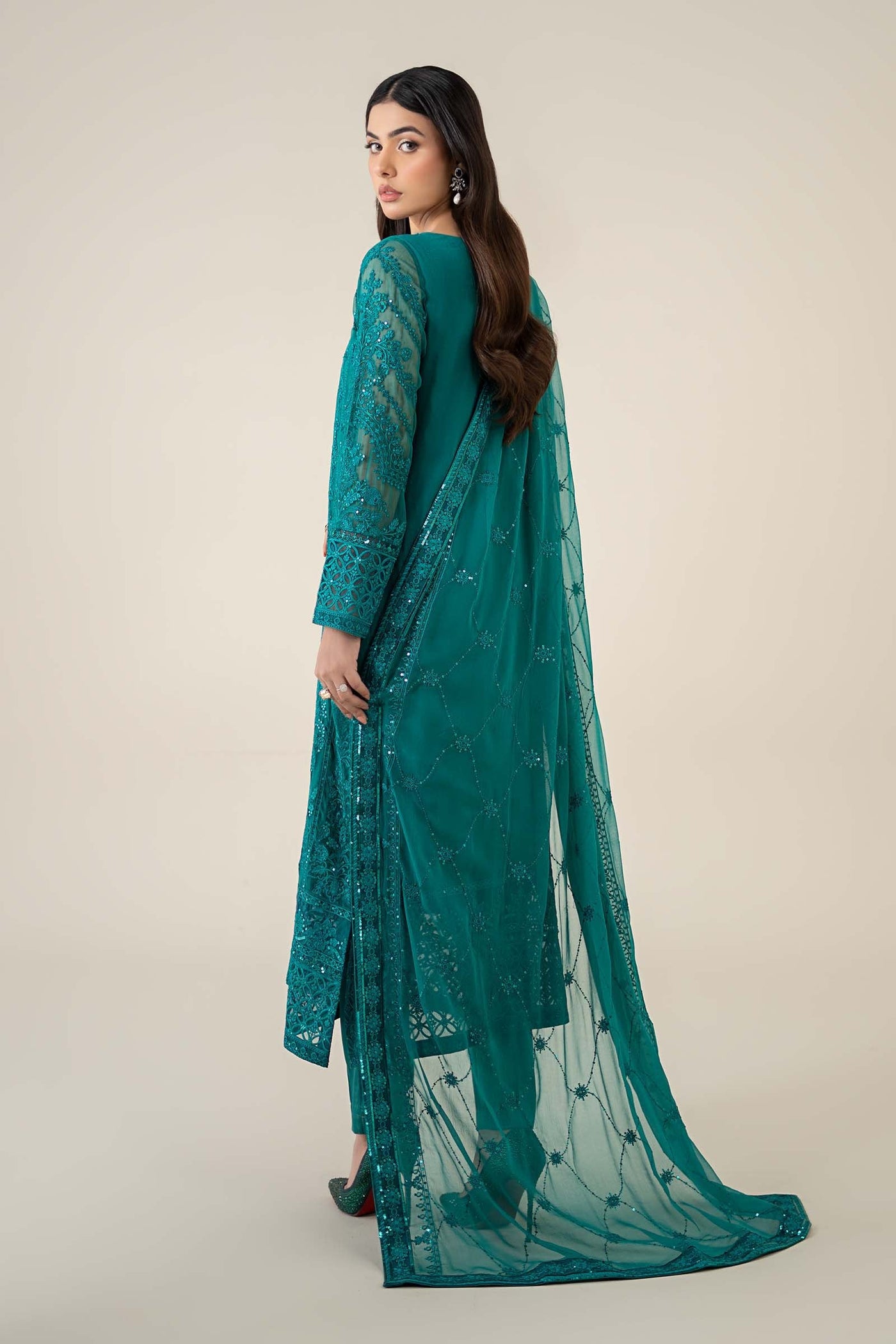 3 Piece Embroidered Chiffon Suit