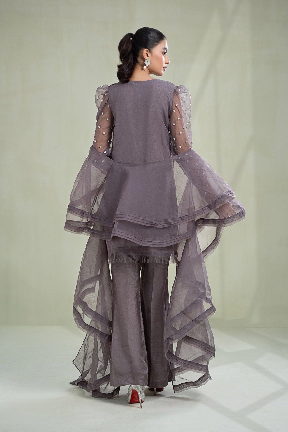 3 Piece Dyed Organza Suit
