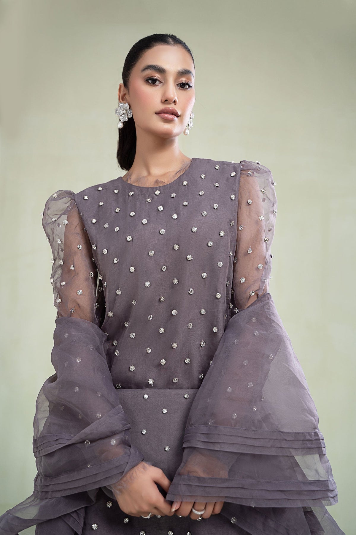 3 Piece Dyed Organza Suit