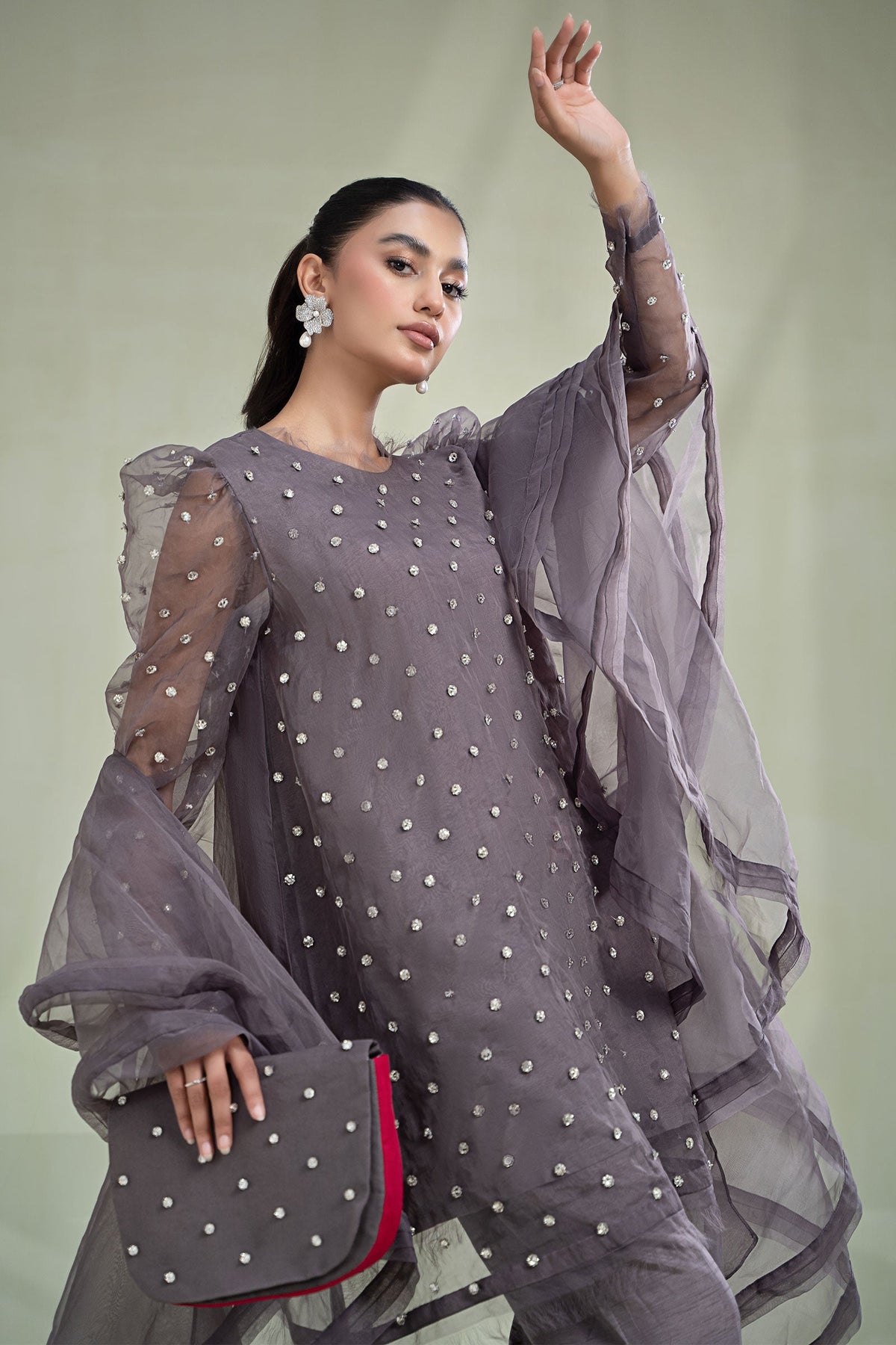 3 Piece Dyed Organza Suit