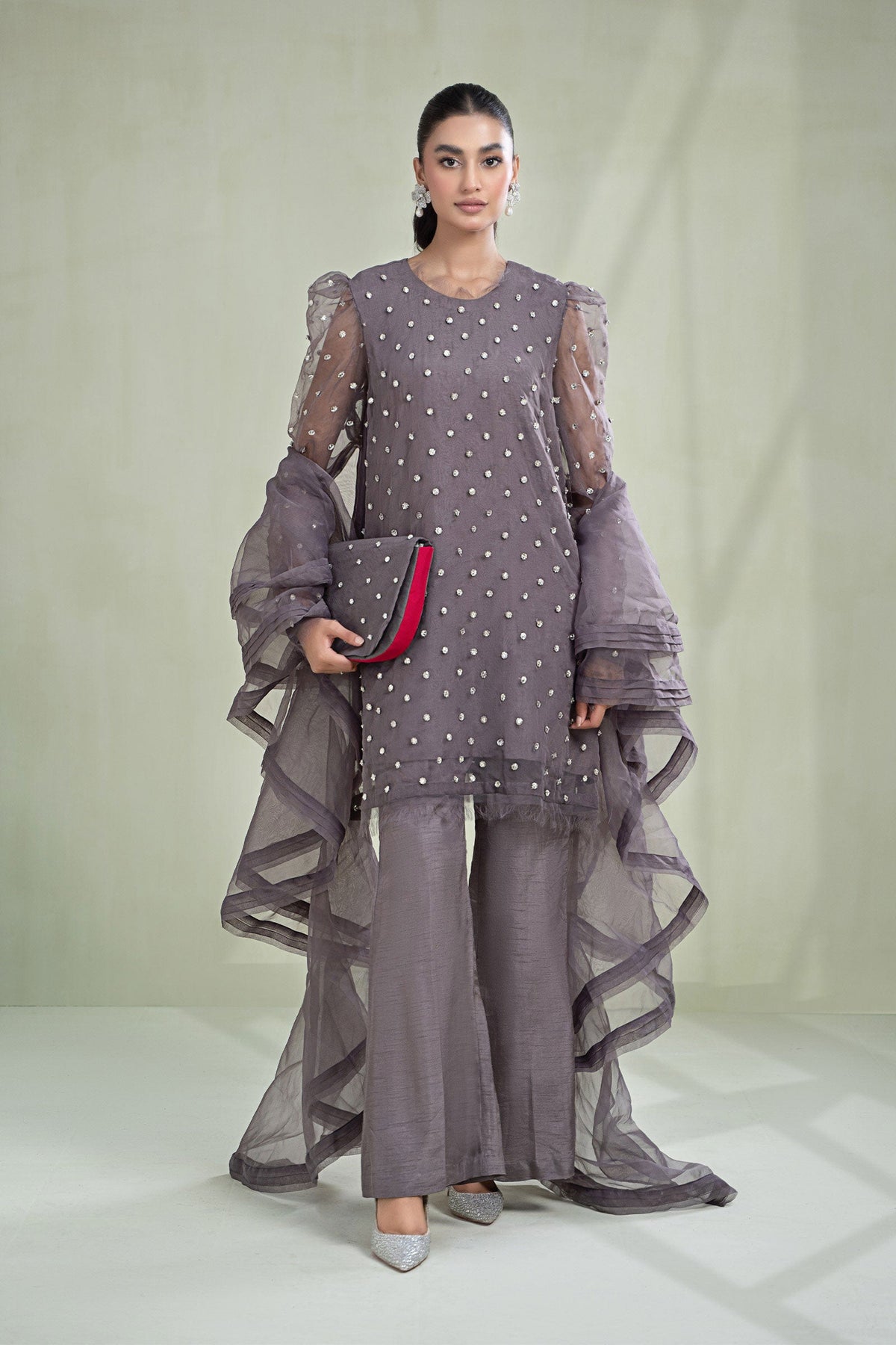 3 Piece Dyed Organza Suit