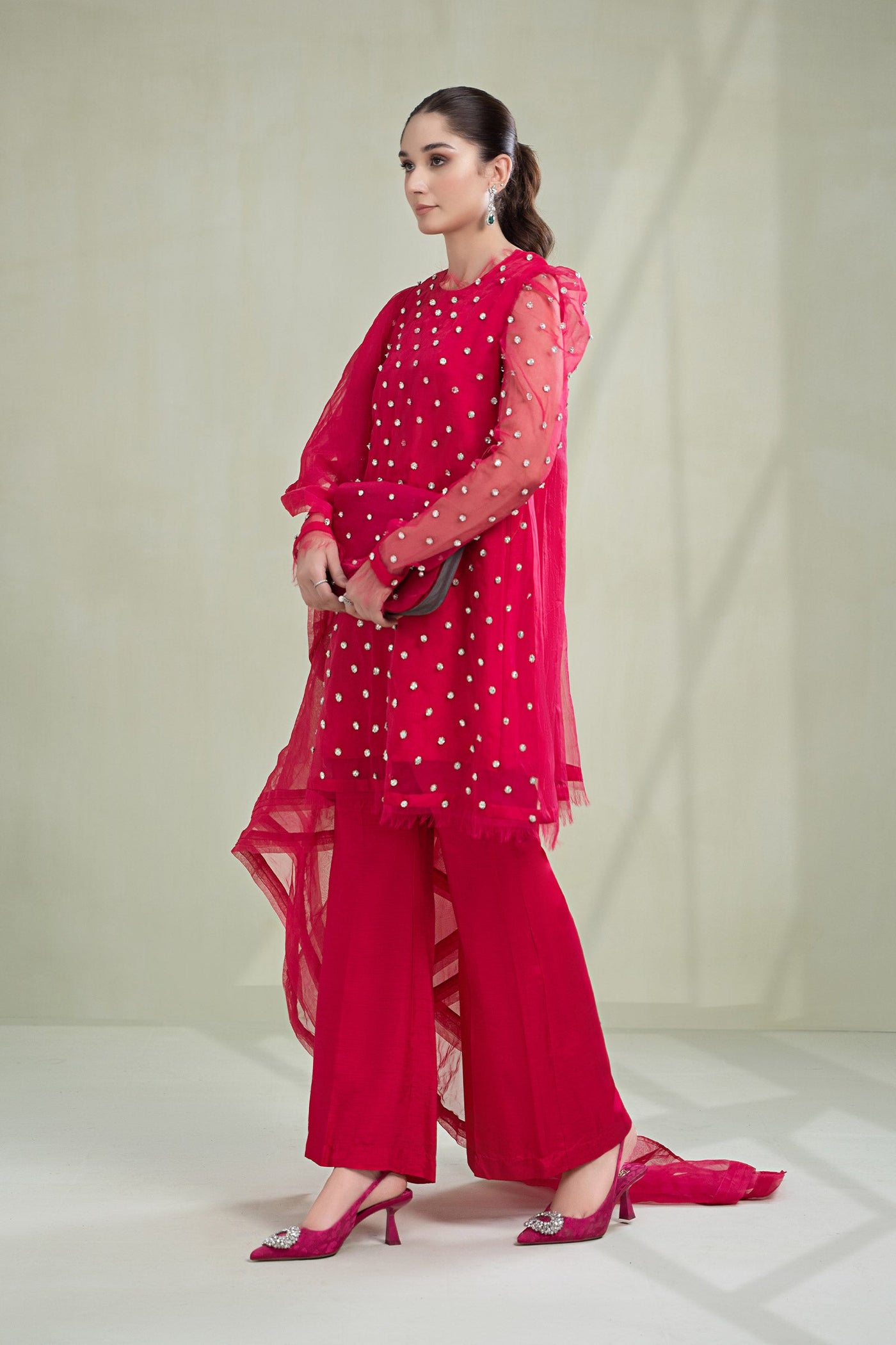 3 Piece Dyed Organza Suit
