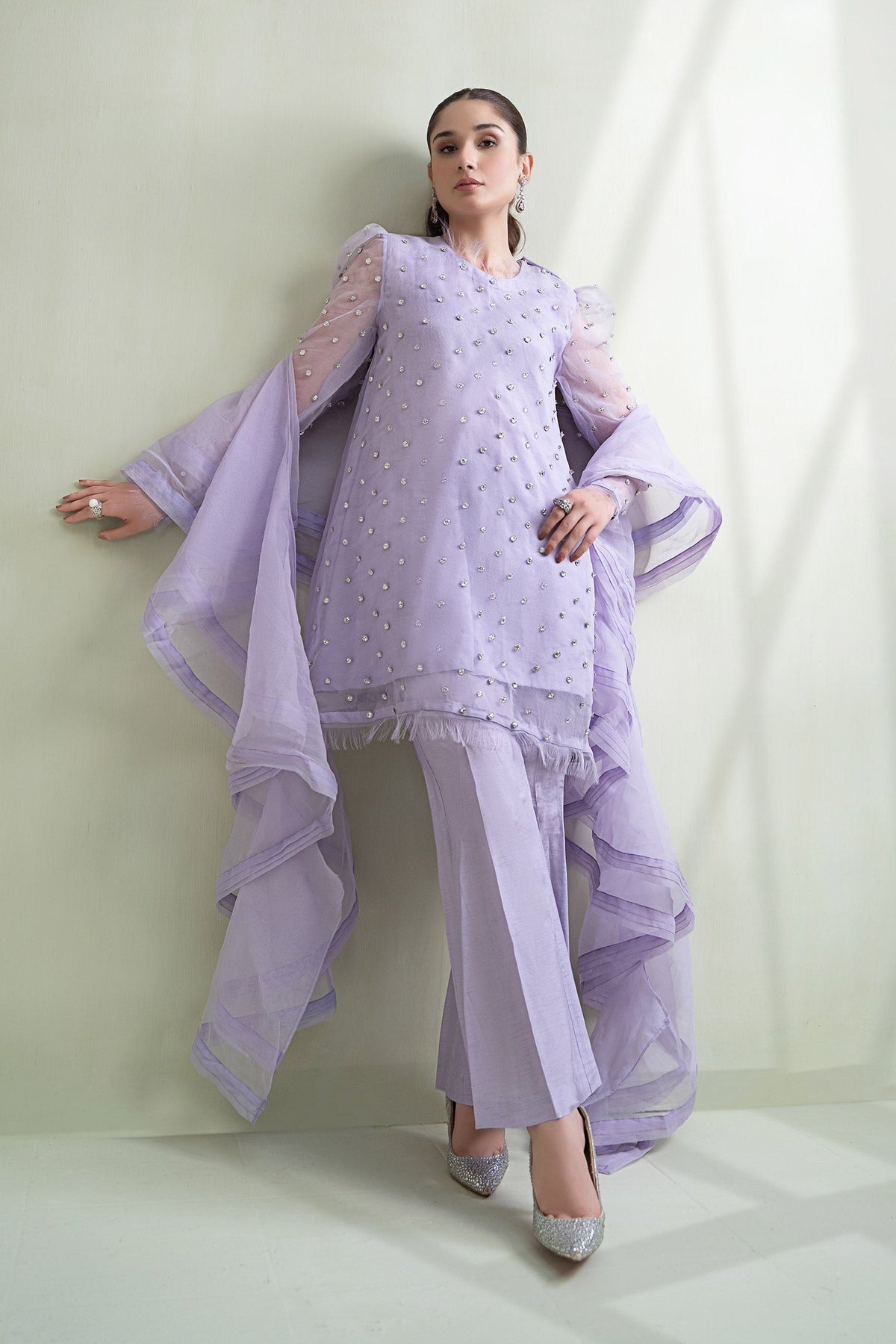 3 Piece Dyed Organza Suit