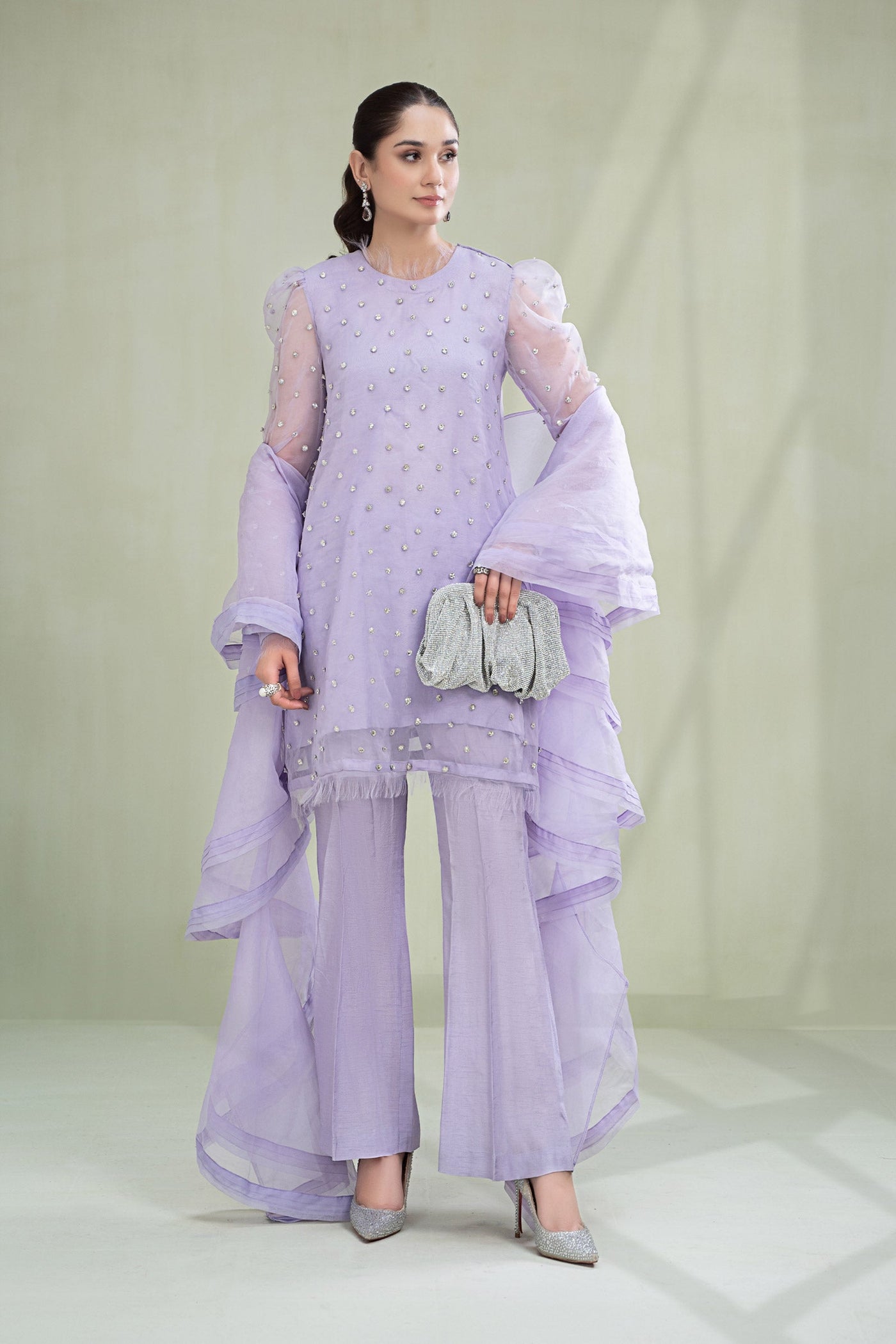 3 Piece Dyed Organza Suit