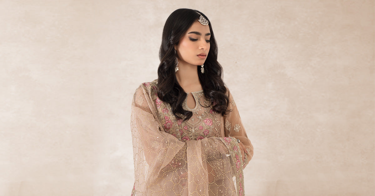 3 Piece Embroidered Bamber Chiffon Suit