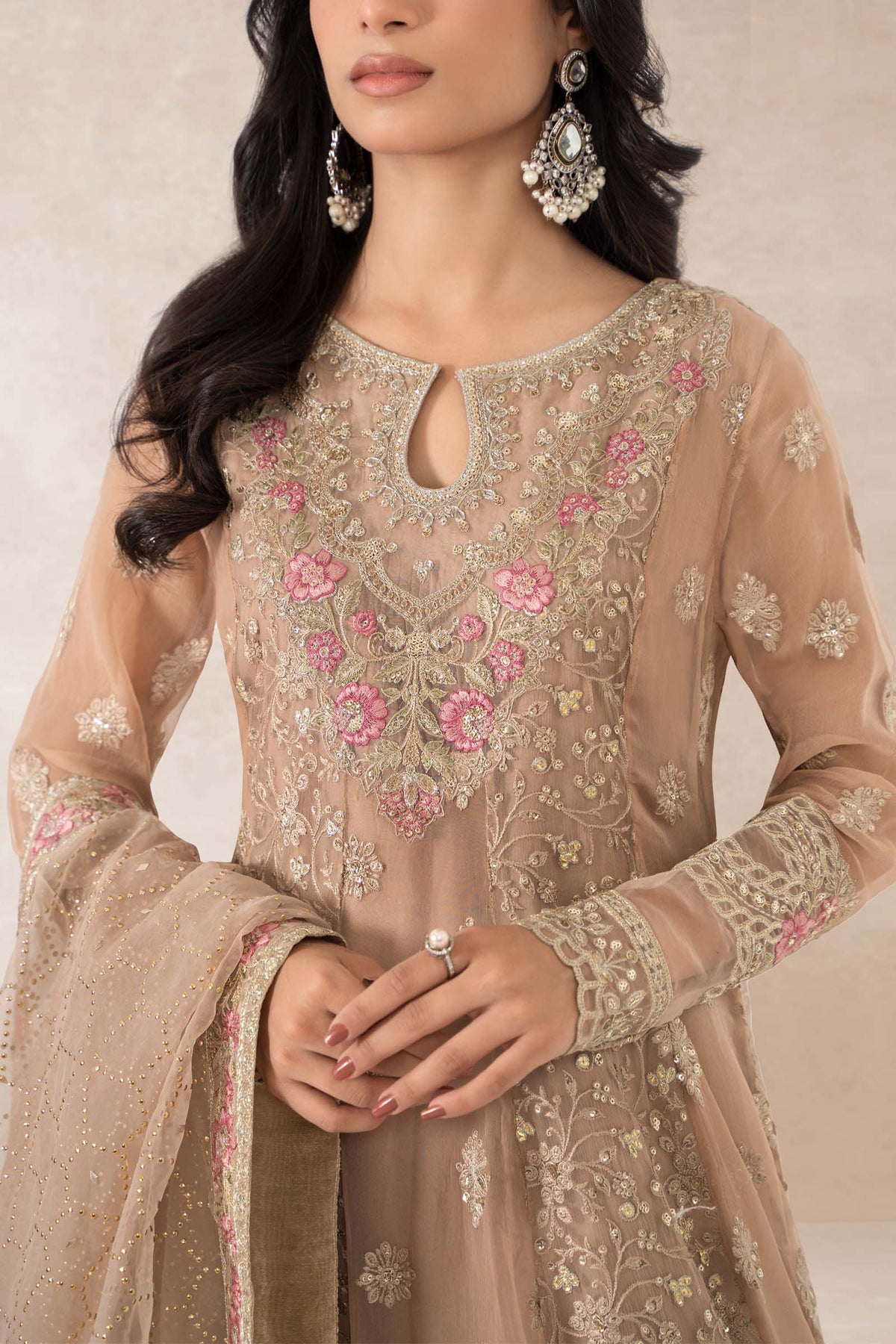 3 Piece Embroidered Bamber Chiffon Suit