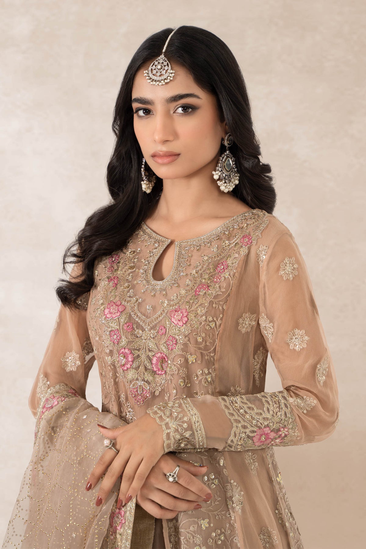 3 Piece Embroidered Bamber Chiffon Suit