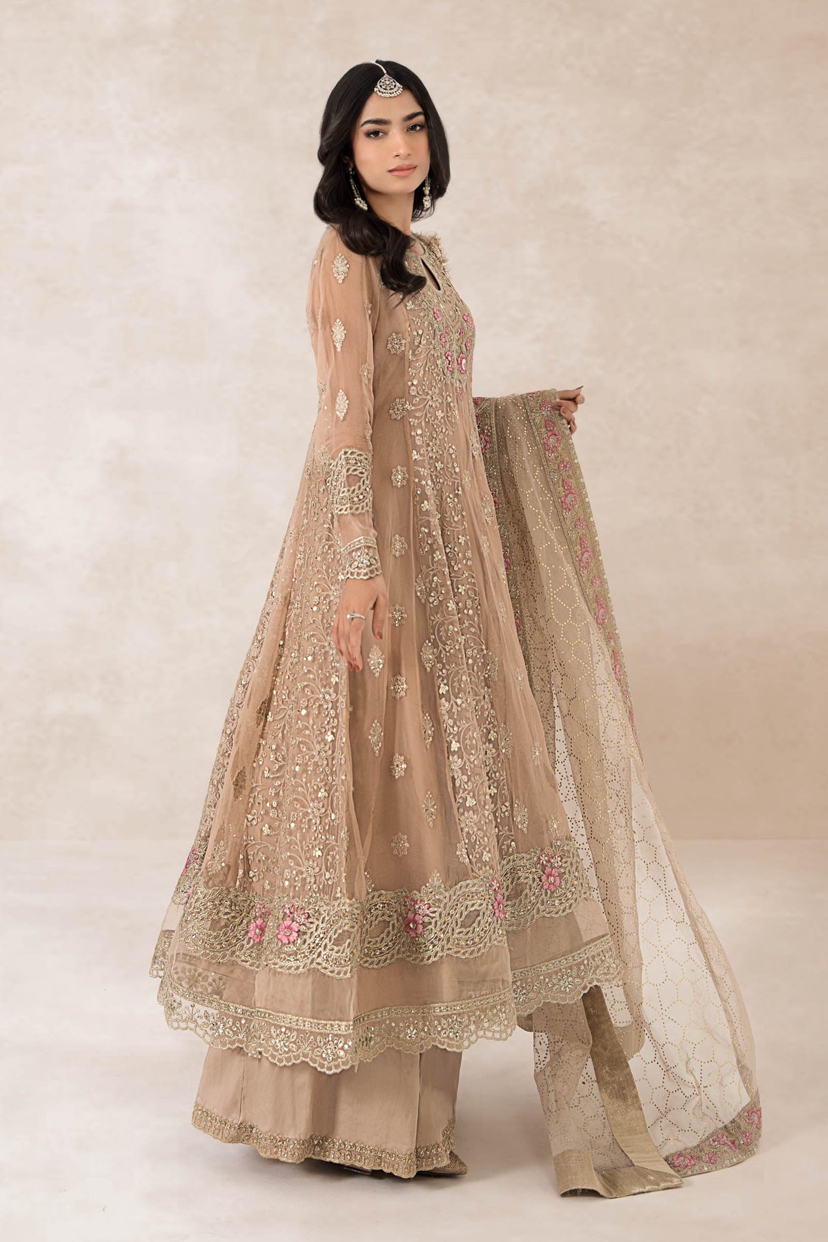 3 Piece Embroidered Bamber Chiffon Suit