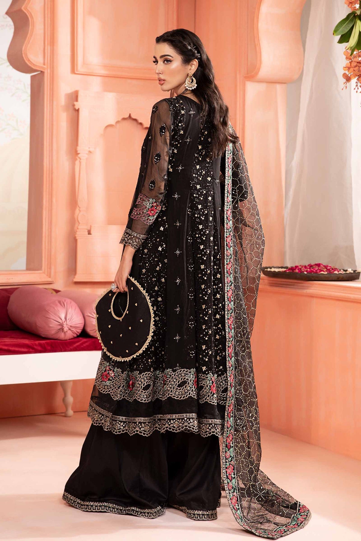 3 Piece Embroidered Bamber Chiffon Suit