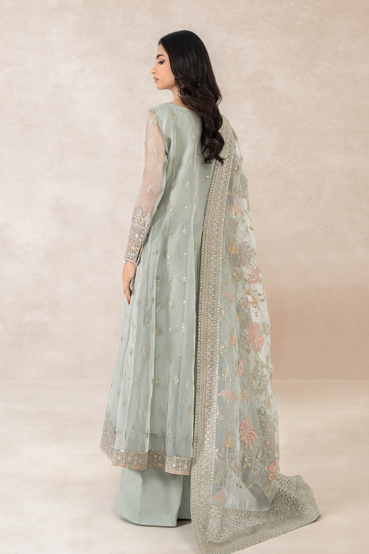 3 Piece Embroidered Organza Suit