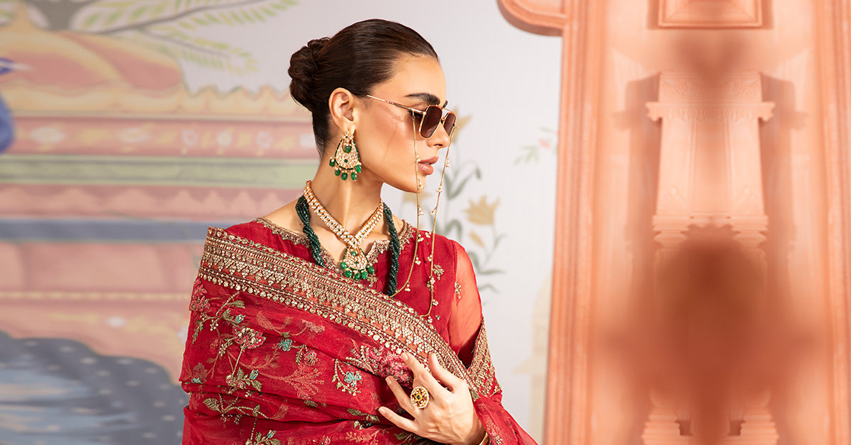 3 Piece Embroidered Organza Suit
