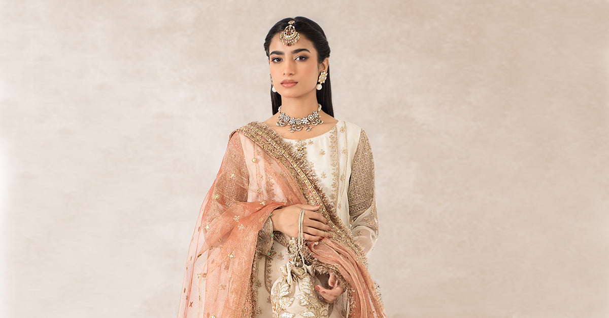 3 Piece Embroidered Bamber Raw Silk Suit