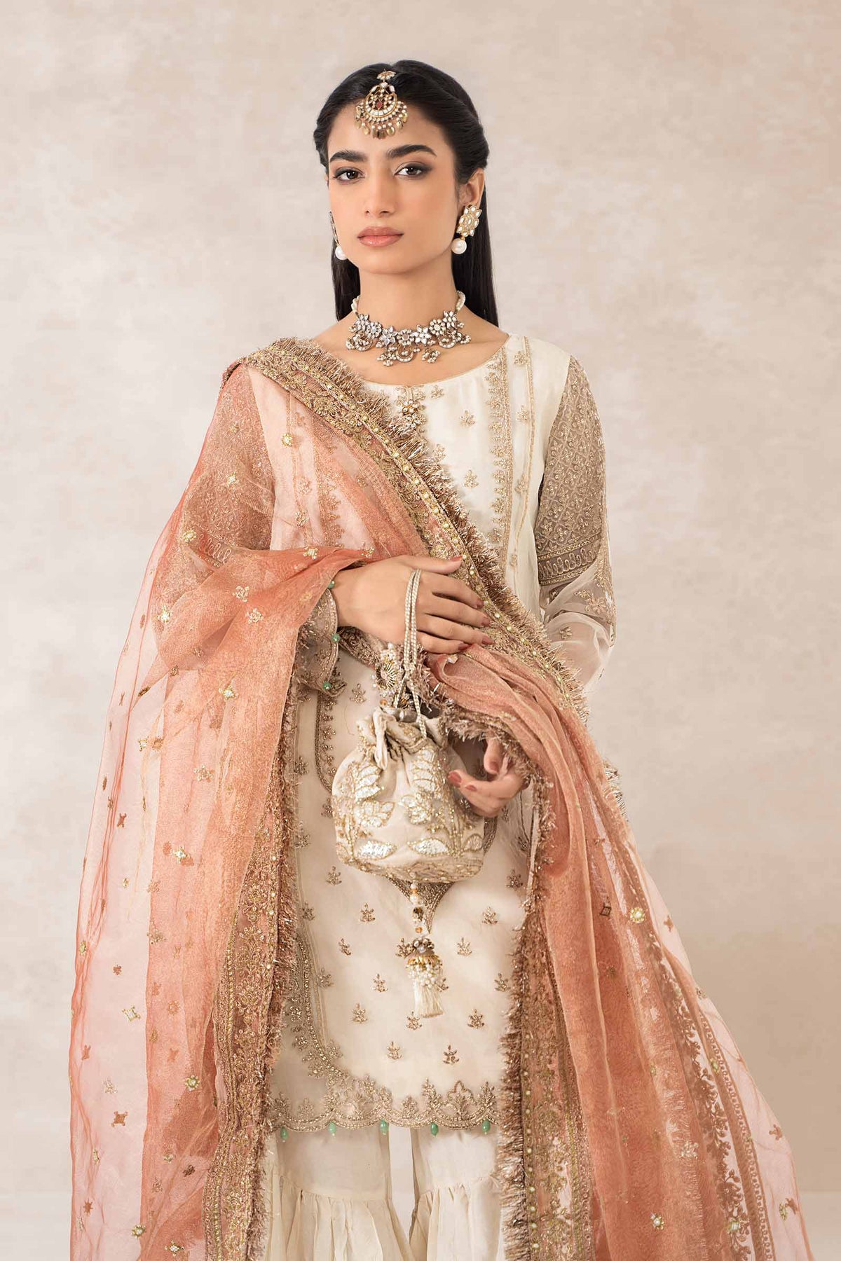 3 Piece Embroidered Bamber Raw Silk Suit