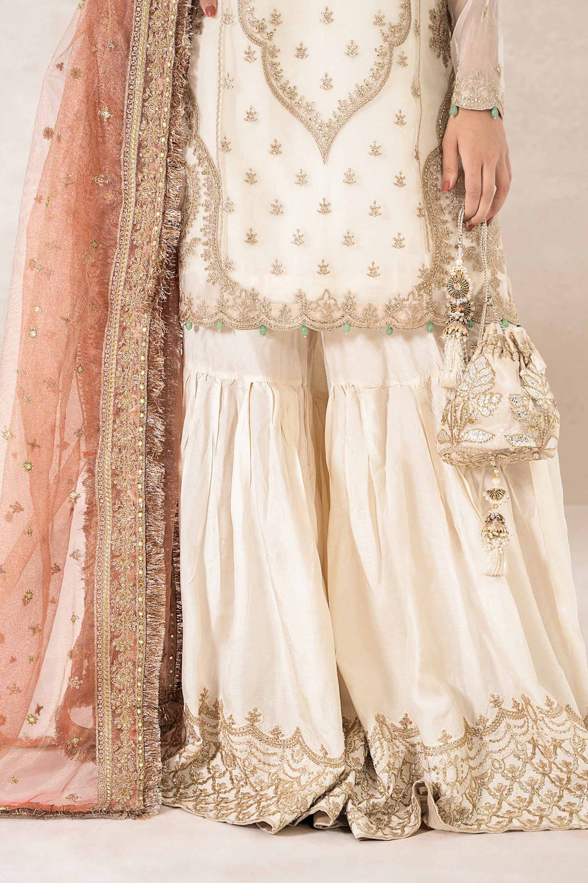 3 Piece Embroidered Bamber Raw Silk Suit