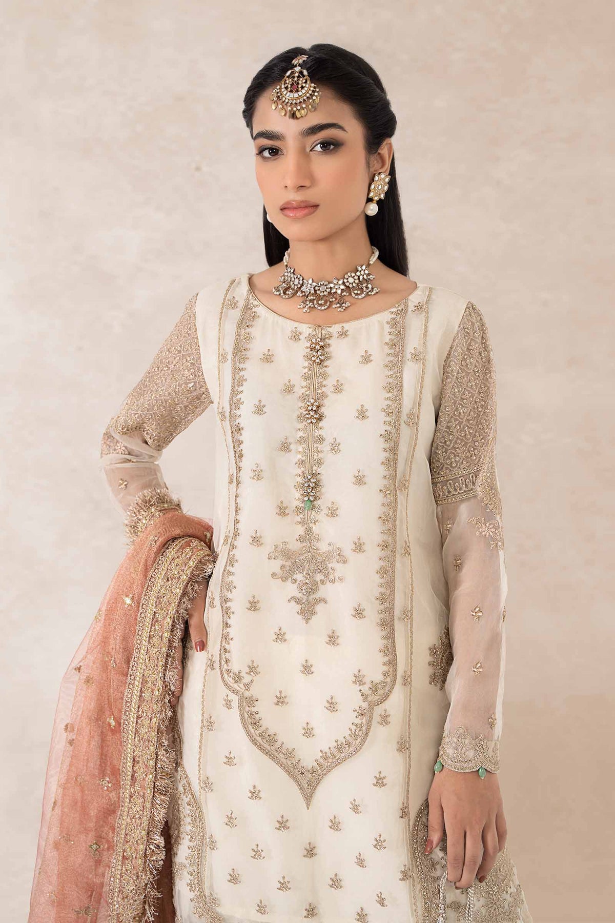 3 Piece Embroidered Bamber Raw Silk Suit