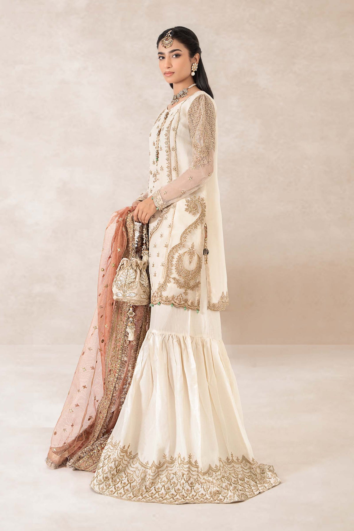 3 Piece Embroidered Bamber Raw Silk Suit