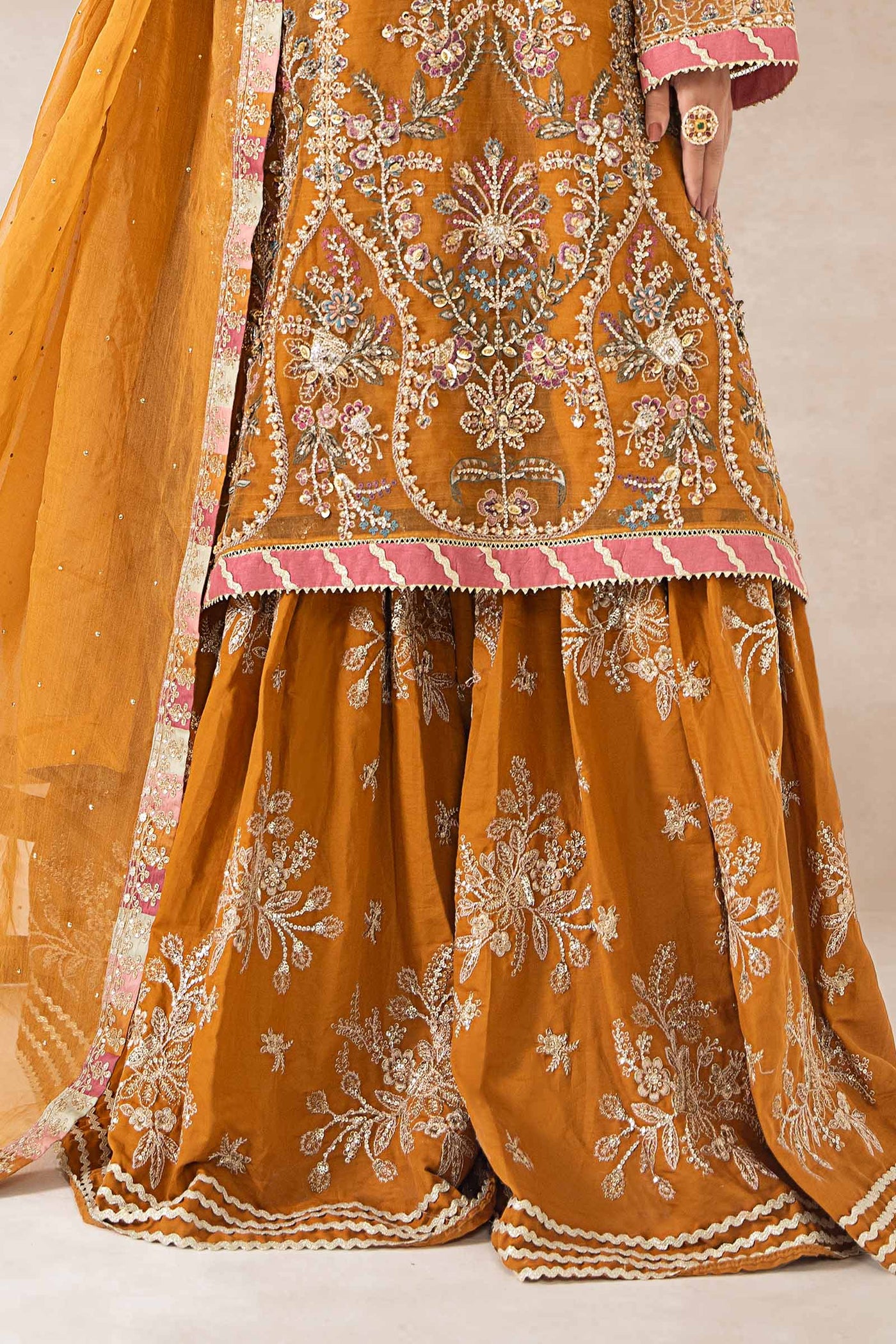 Embellished chiffon dupatta with fancy trimmings(as shown)
