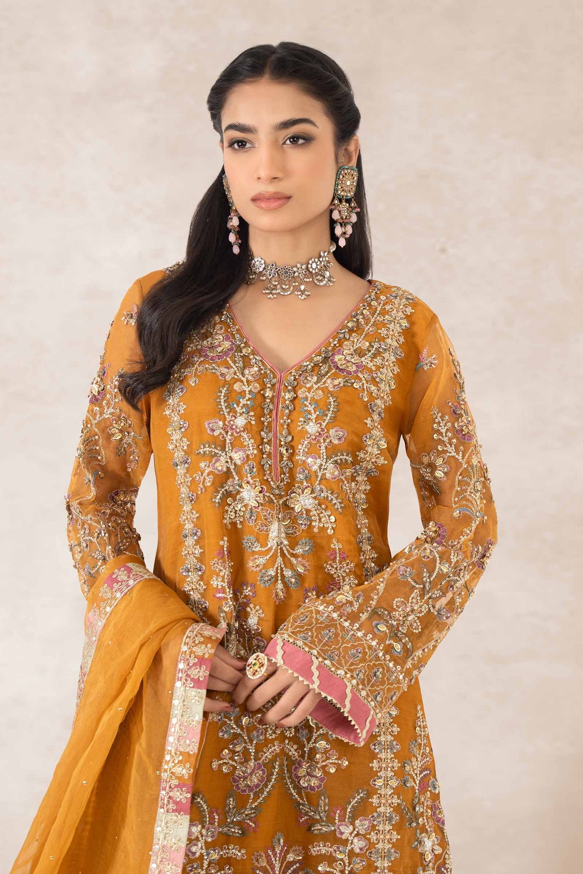 3 Piece Embellished Organza Suit