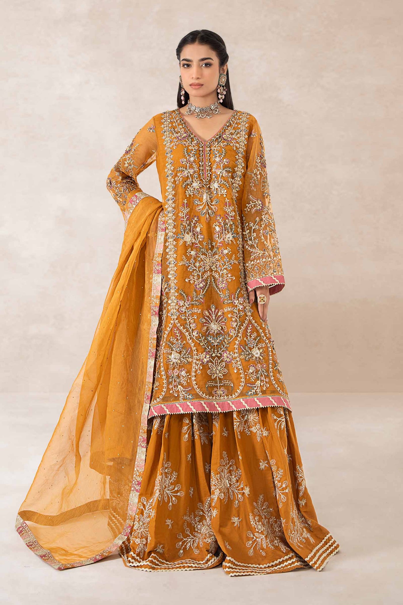 Embellished chiffon dupatta with fancy trimmings(as shown)