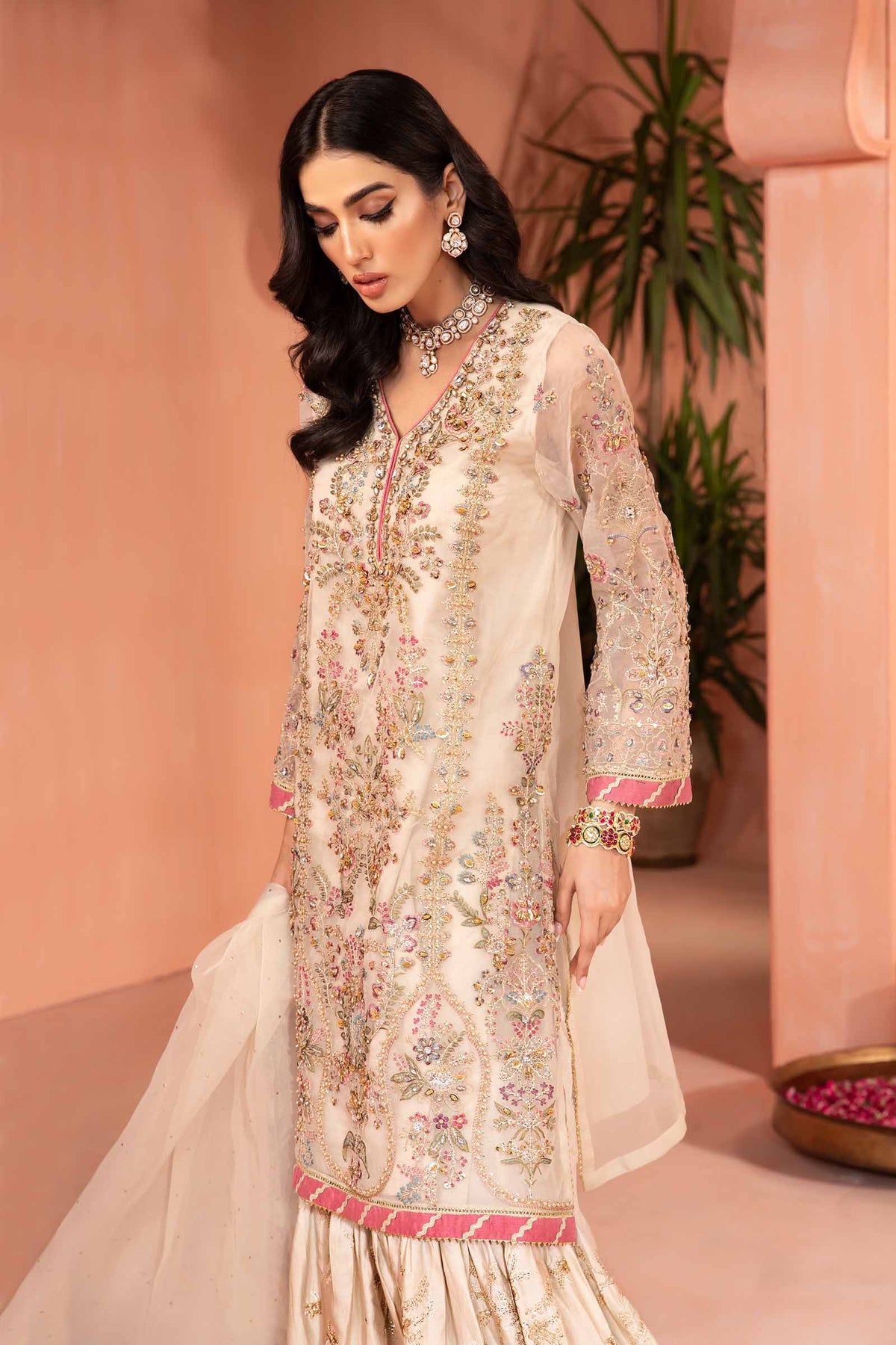 3 Piece Embellished Organza Suit