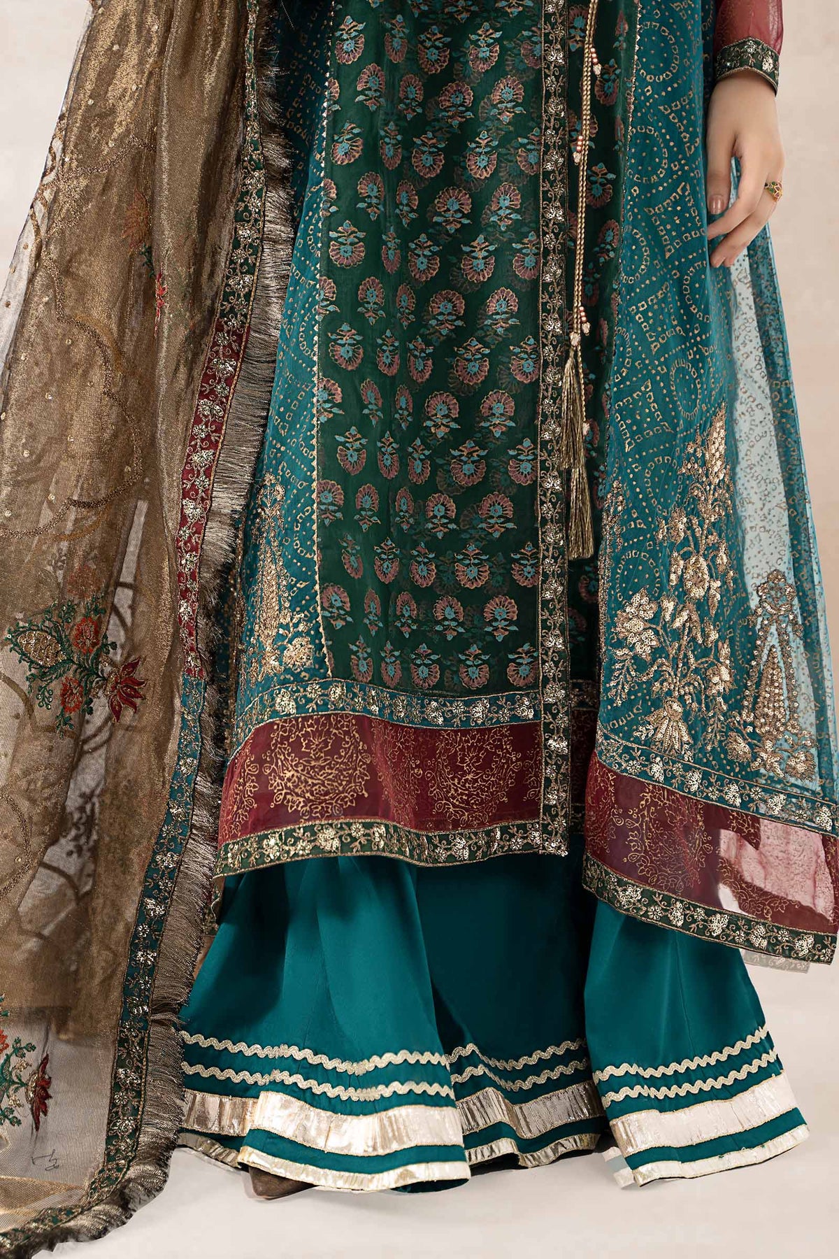 3 Piece Printed Organza Suit
