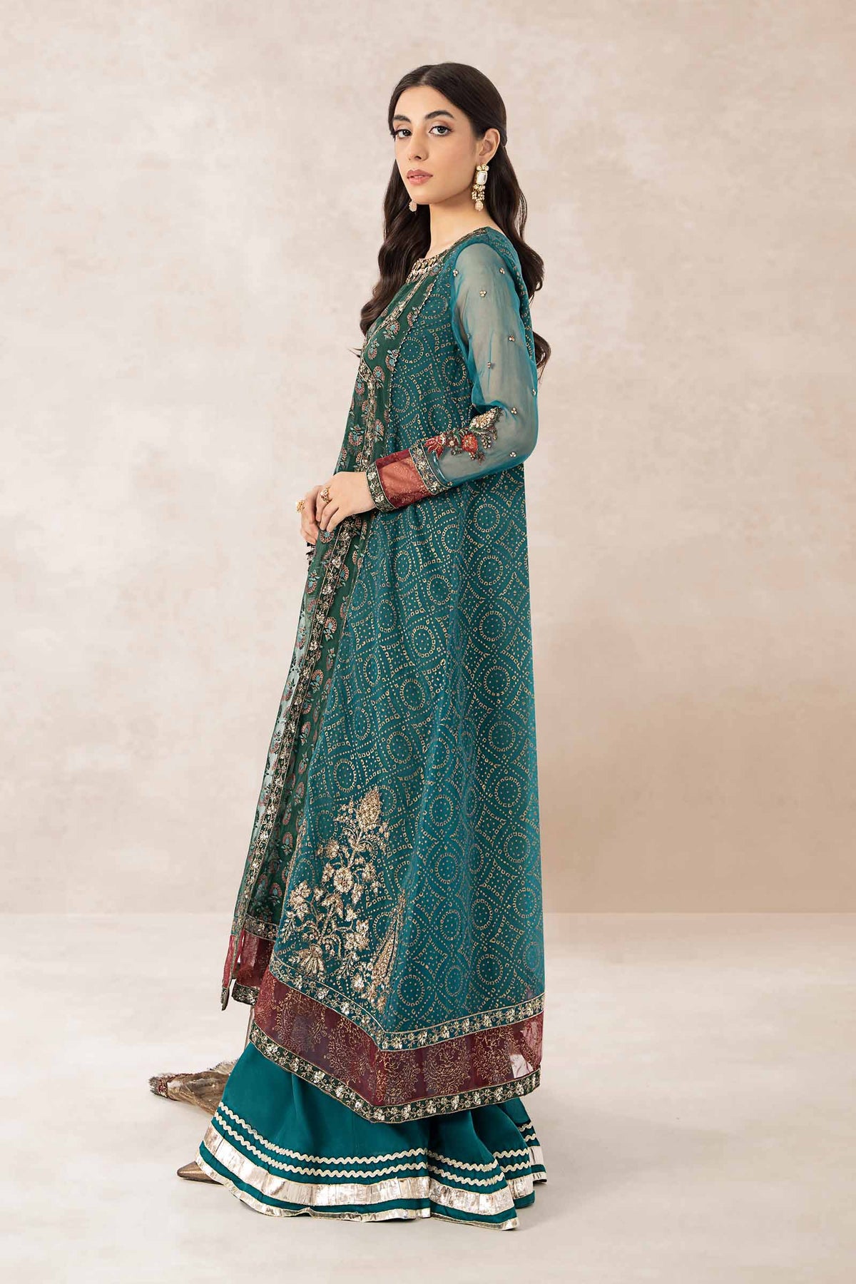 3 Piece Printed Organza Suit