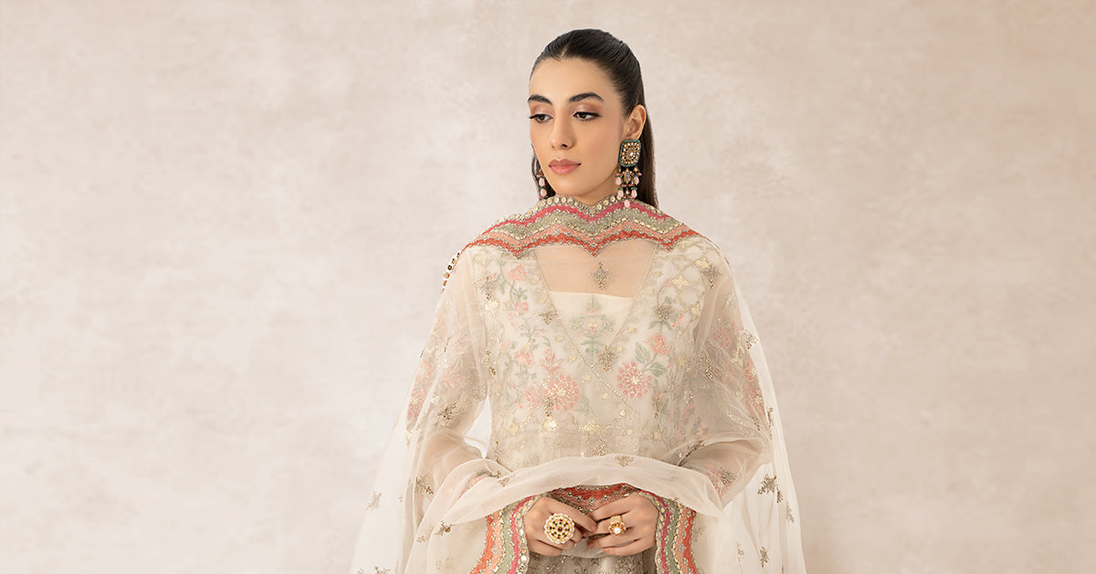 3 Piece Embroidered Organza Suit