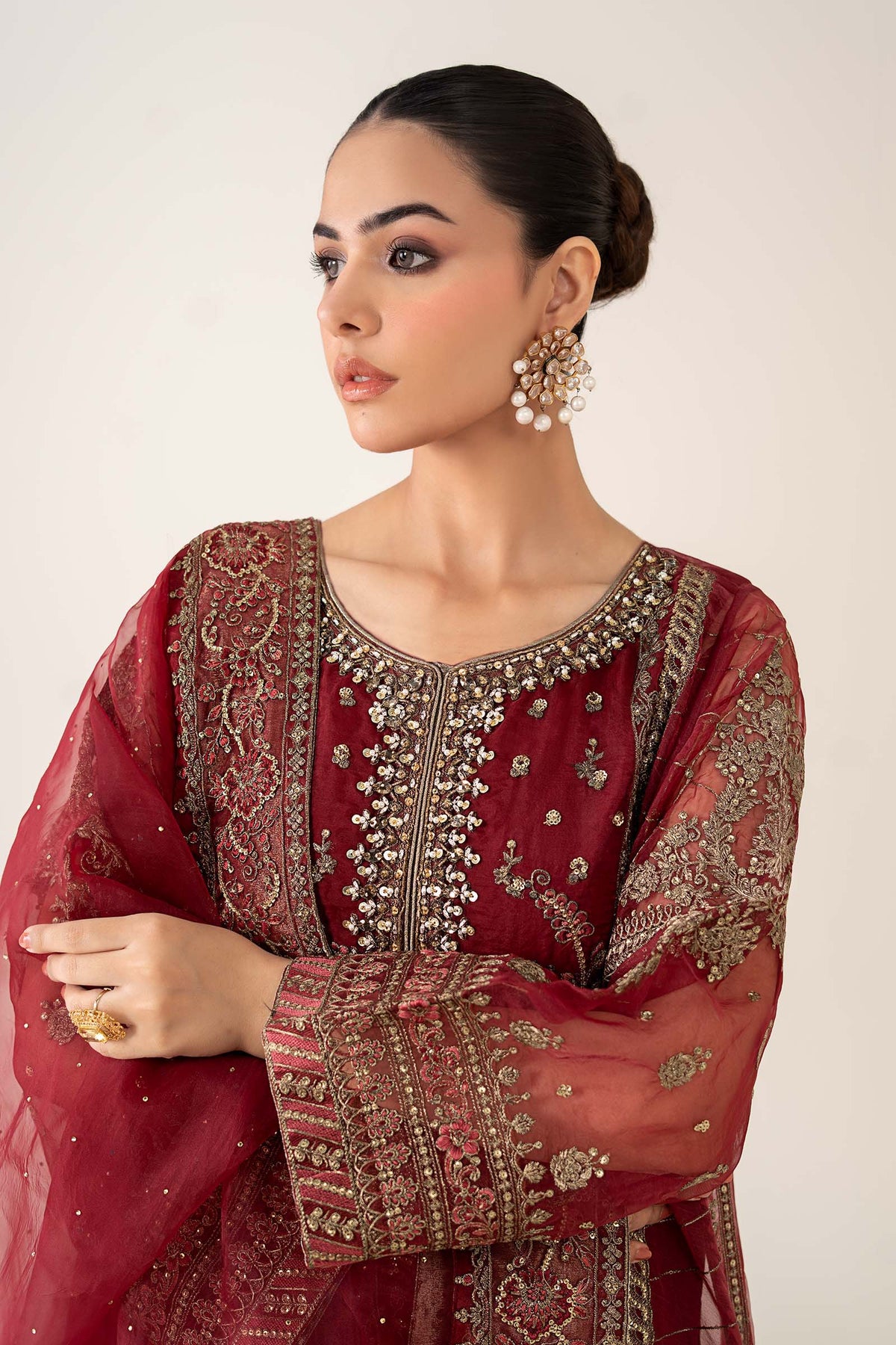3 Piece Embroidered Organza Suit