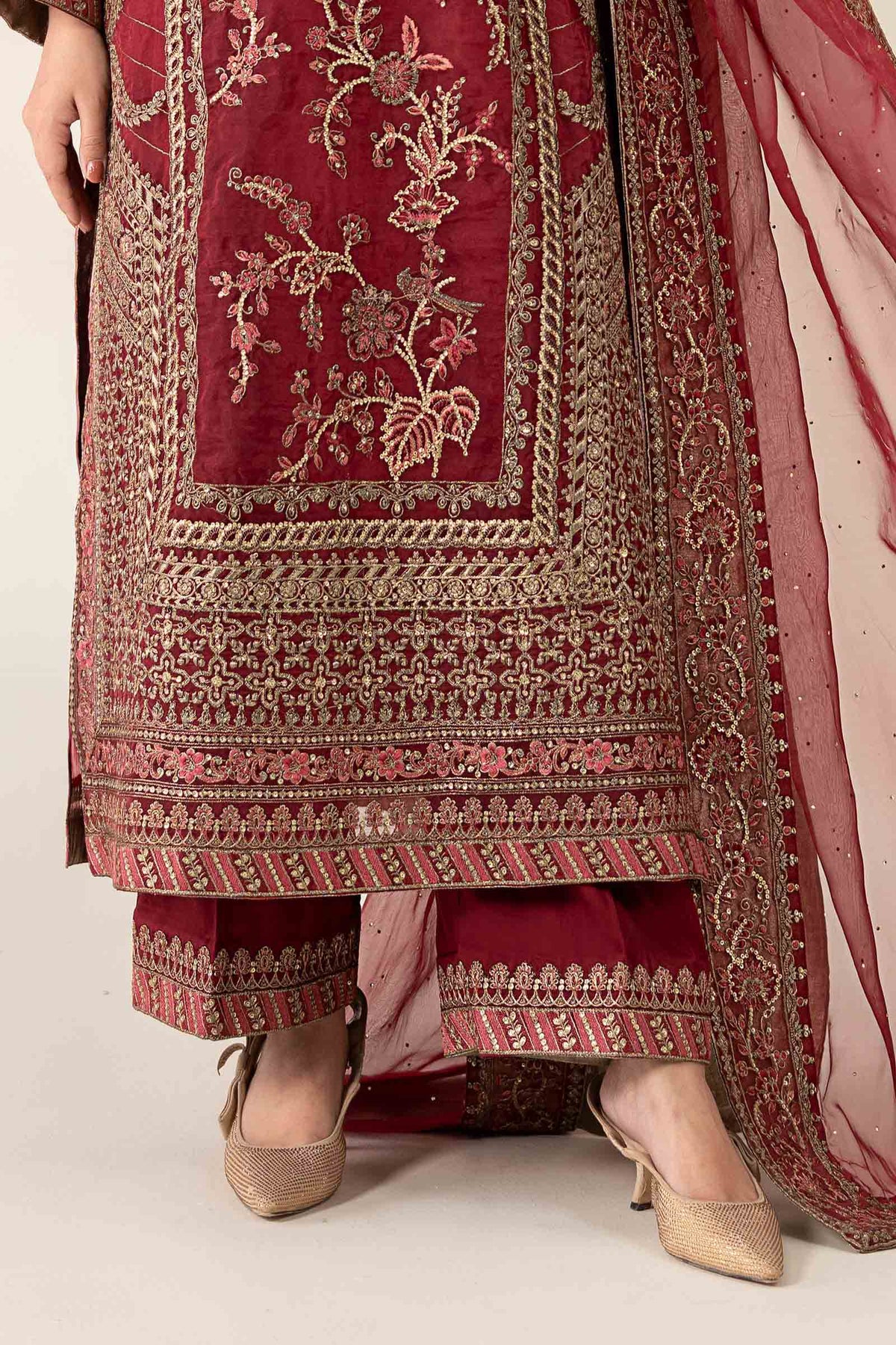 3 Piece Embroidered Organza Suit