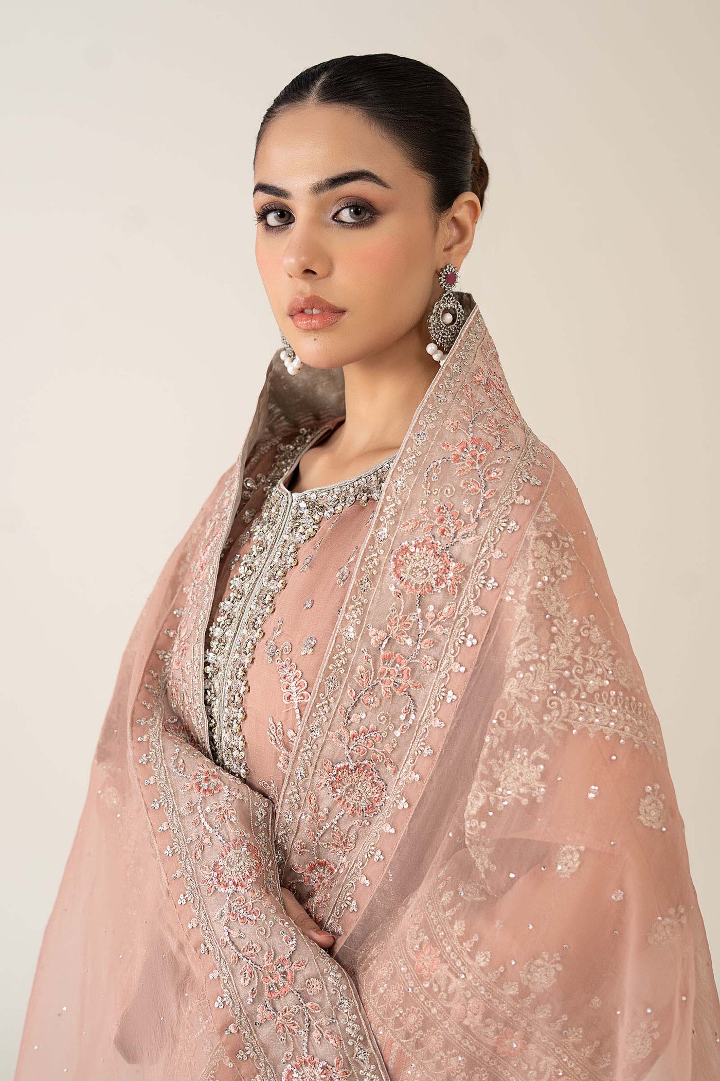 3 Piece Embroidered Organza Suit