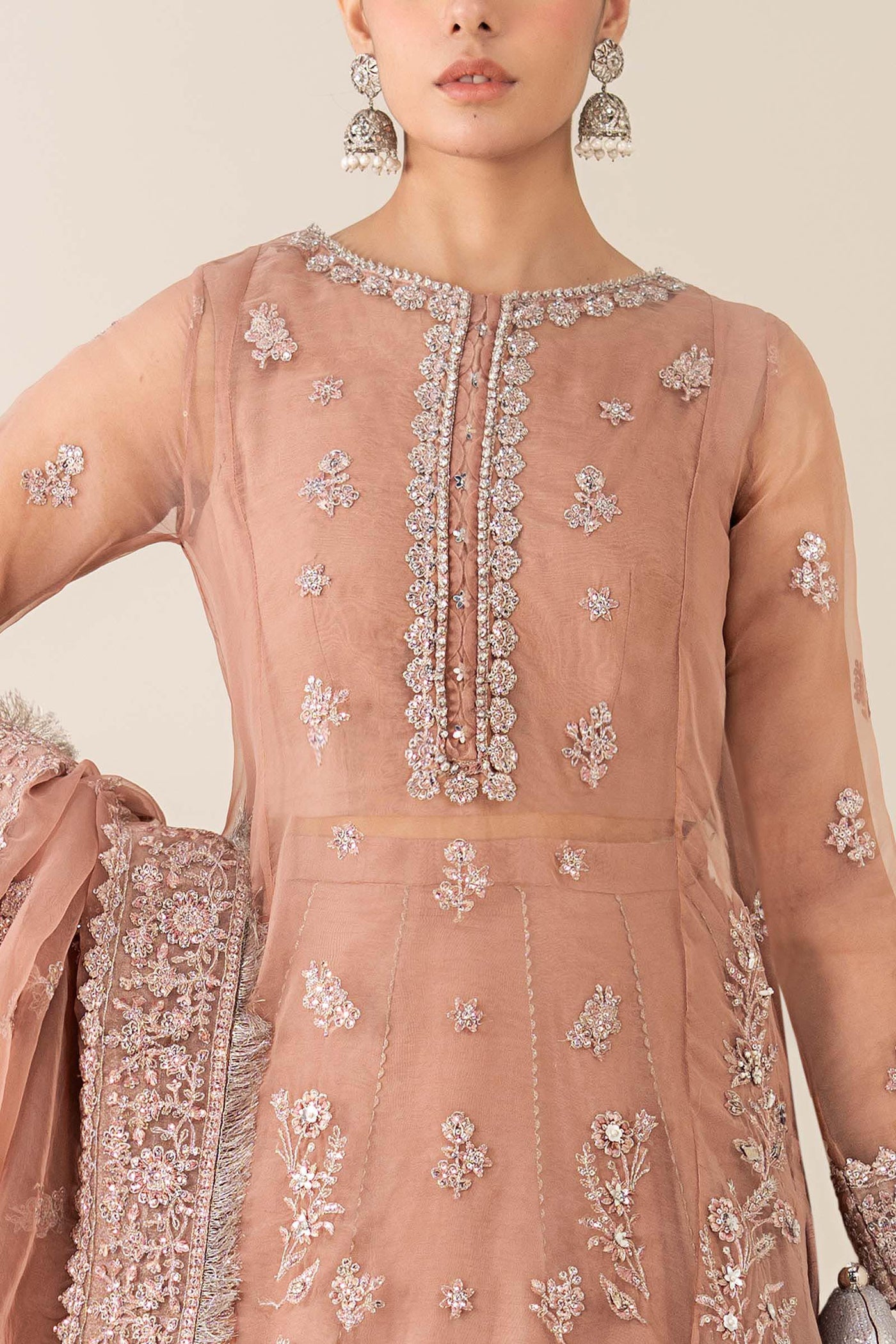 3 Piece Embroidered Organza Suit