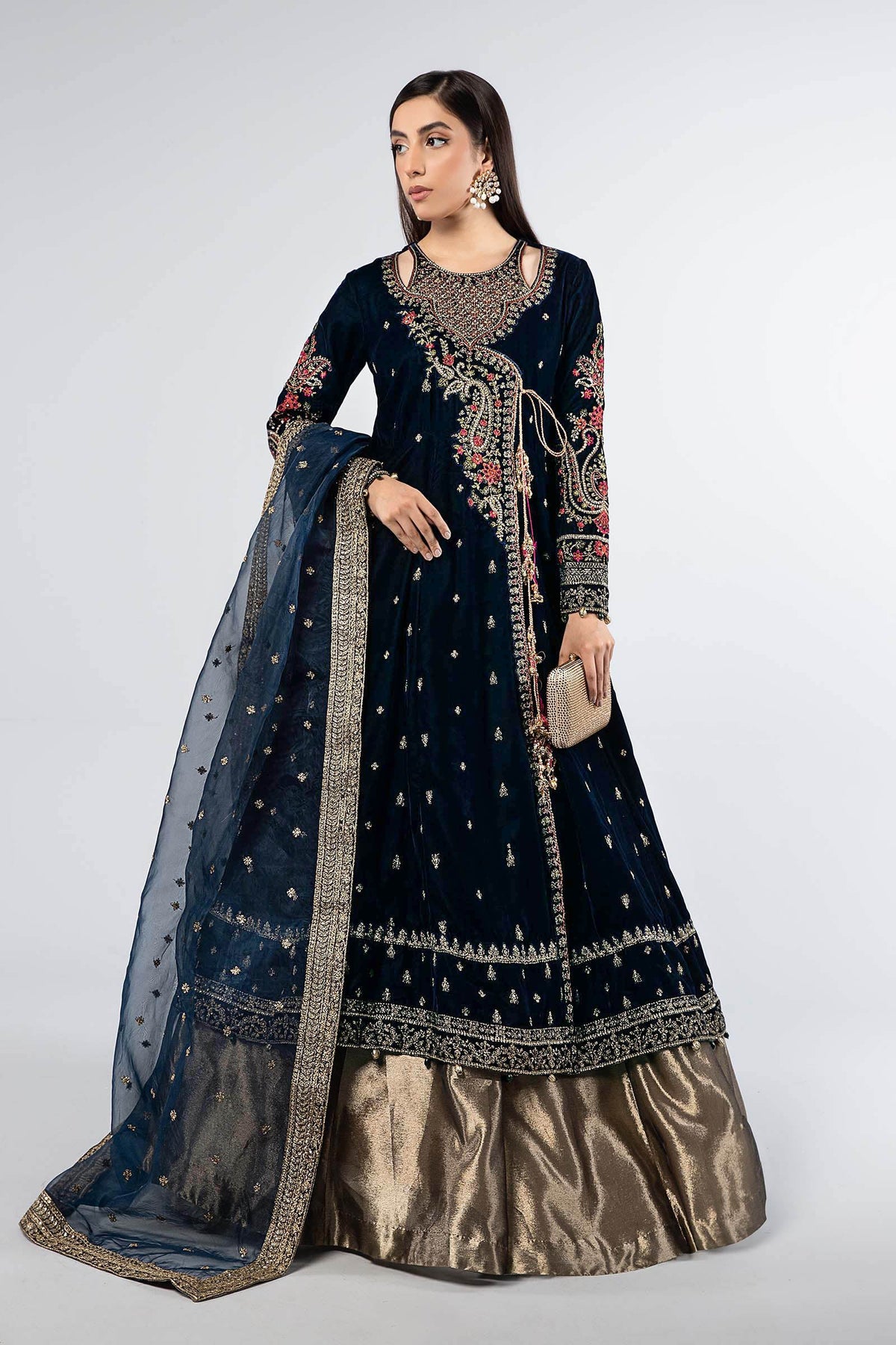 3 Piece Embroidered Velvet Suit