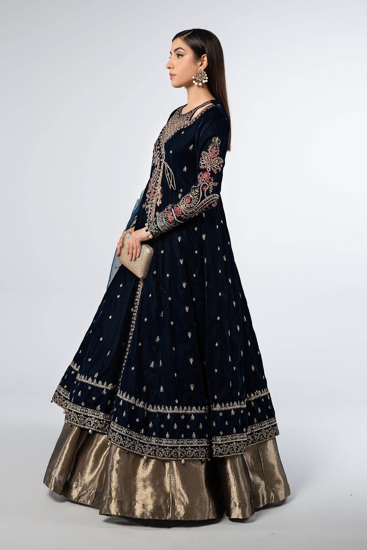 3 Piece Embroidered Velvet Suit