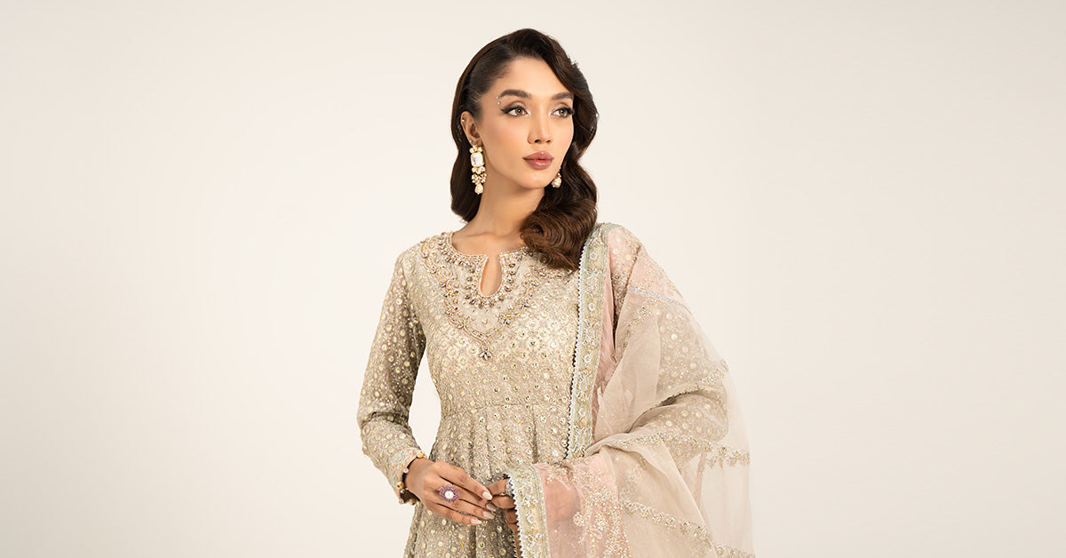 3 Piece Embroidered Organza Suit