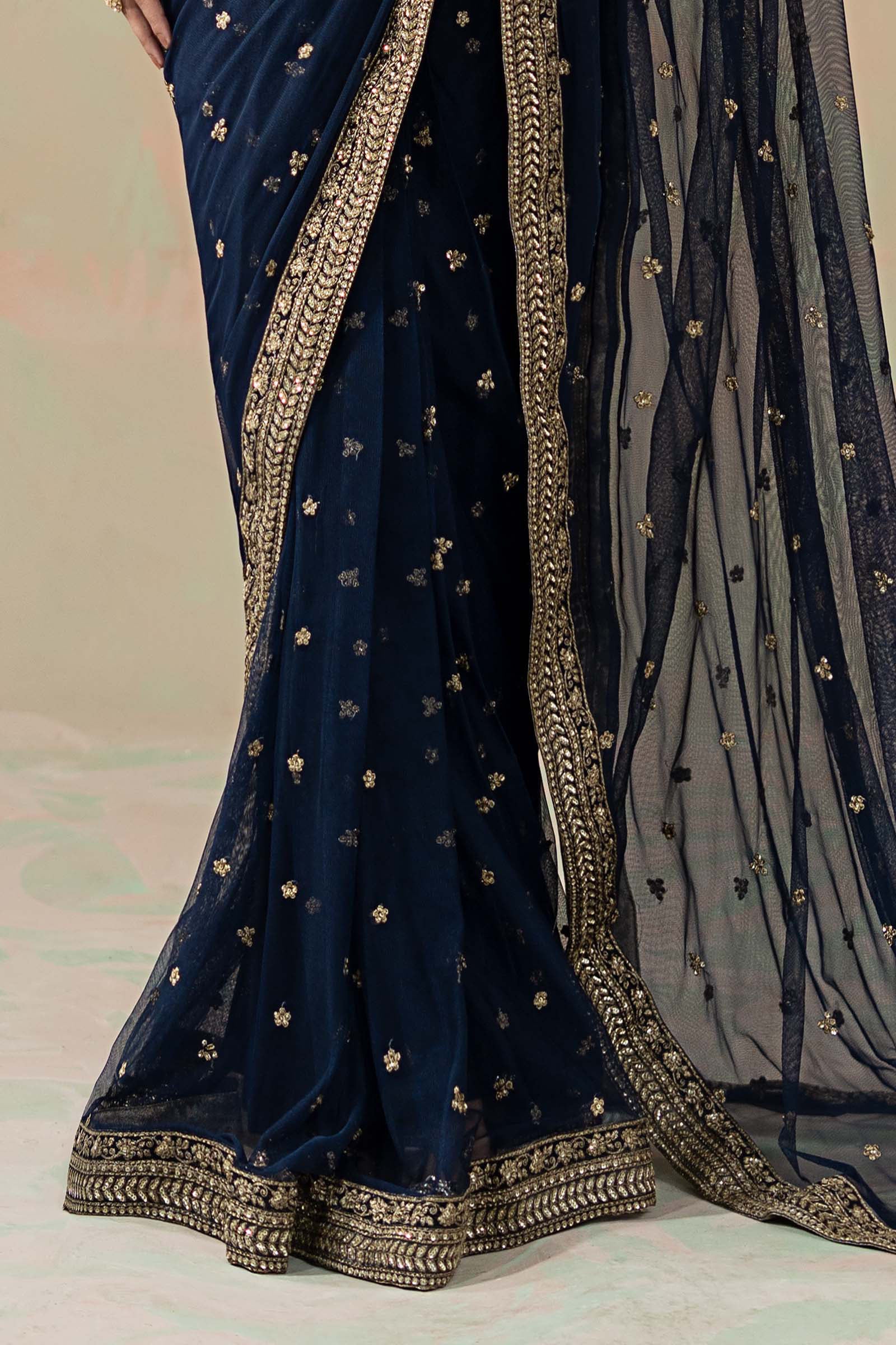 Embroidered Net Saree
