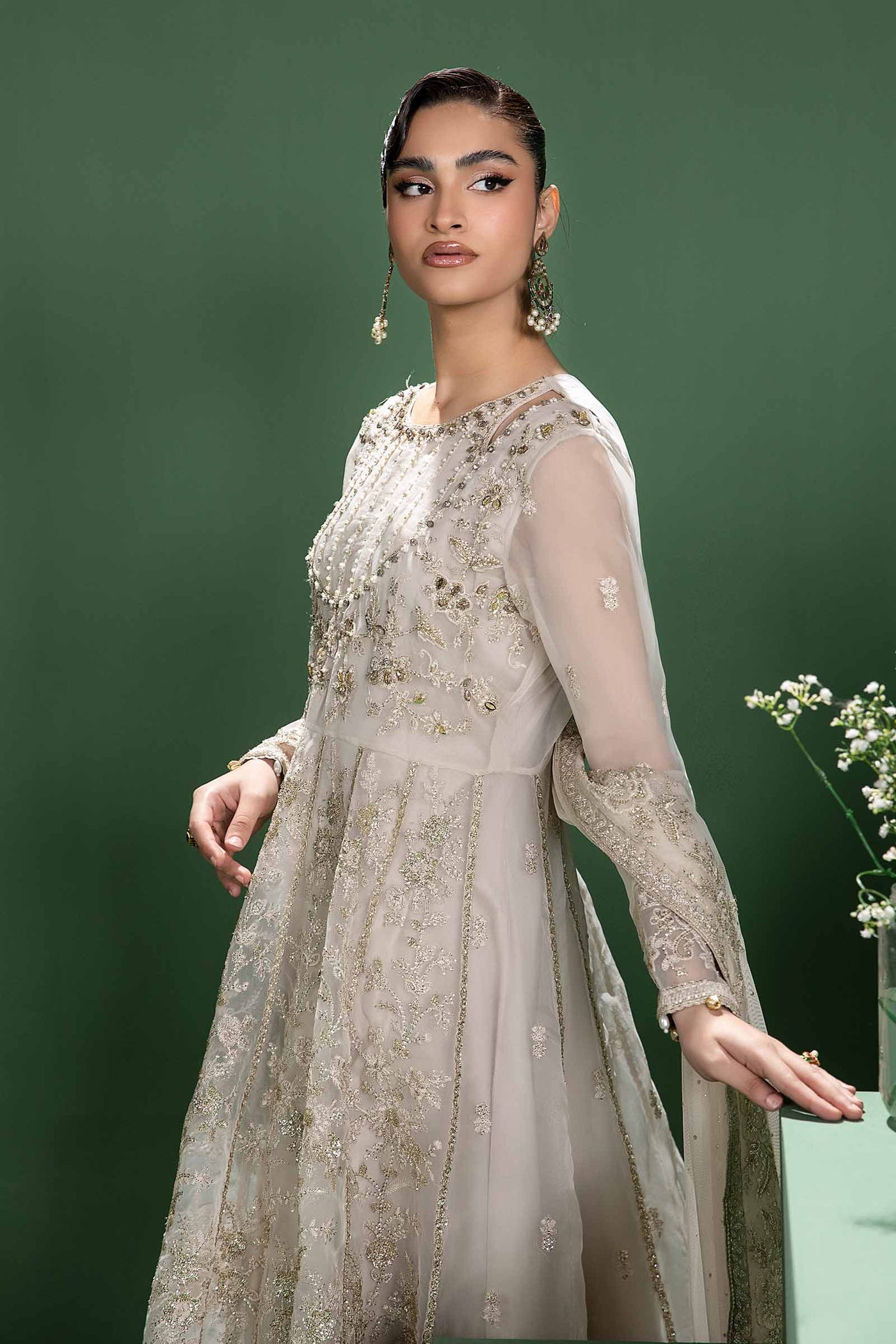 3 Piece Embroidered Organza Suit
